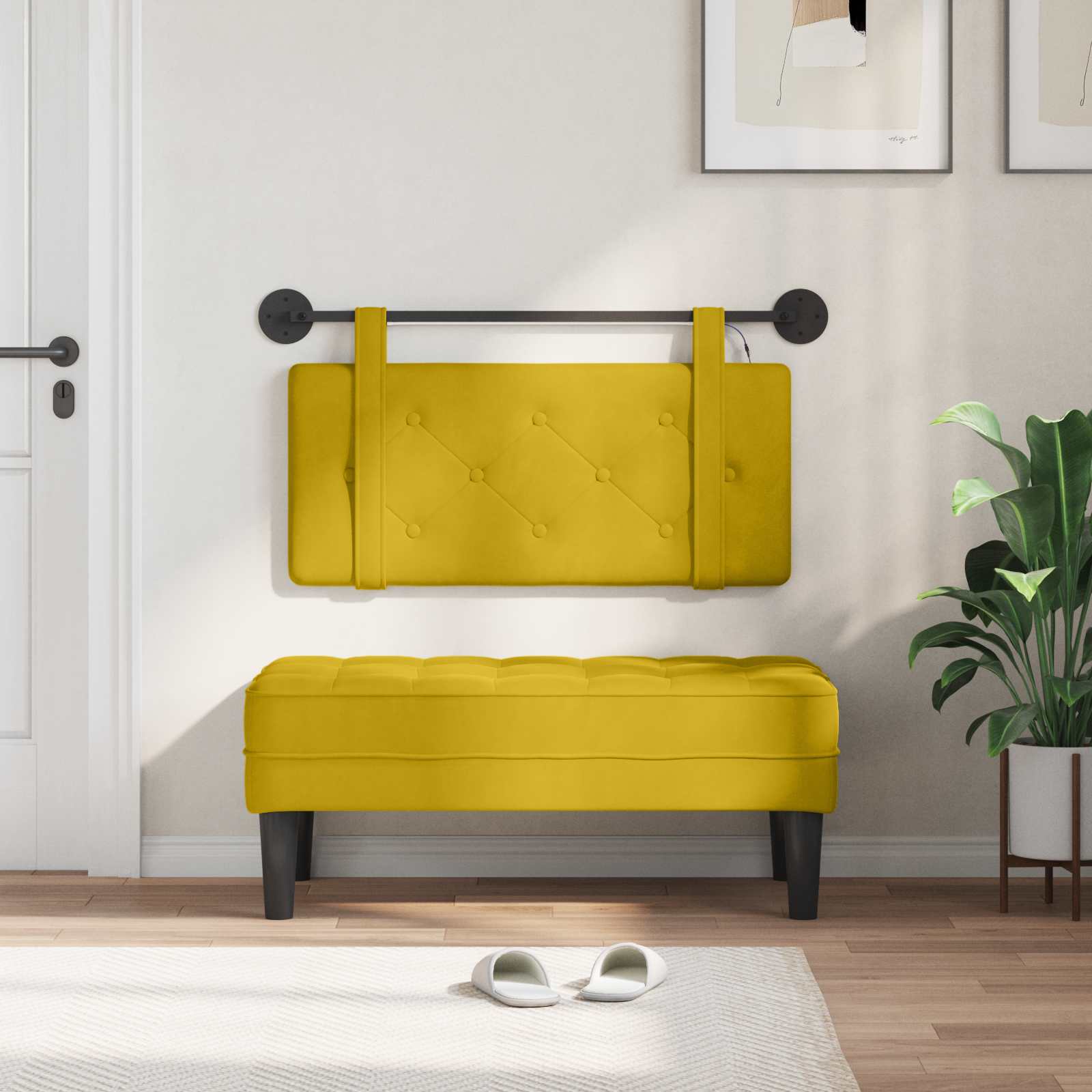 Tête de lit suspendue Avec lumière LED Jaune Velours - XIOS