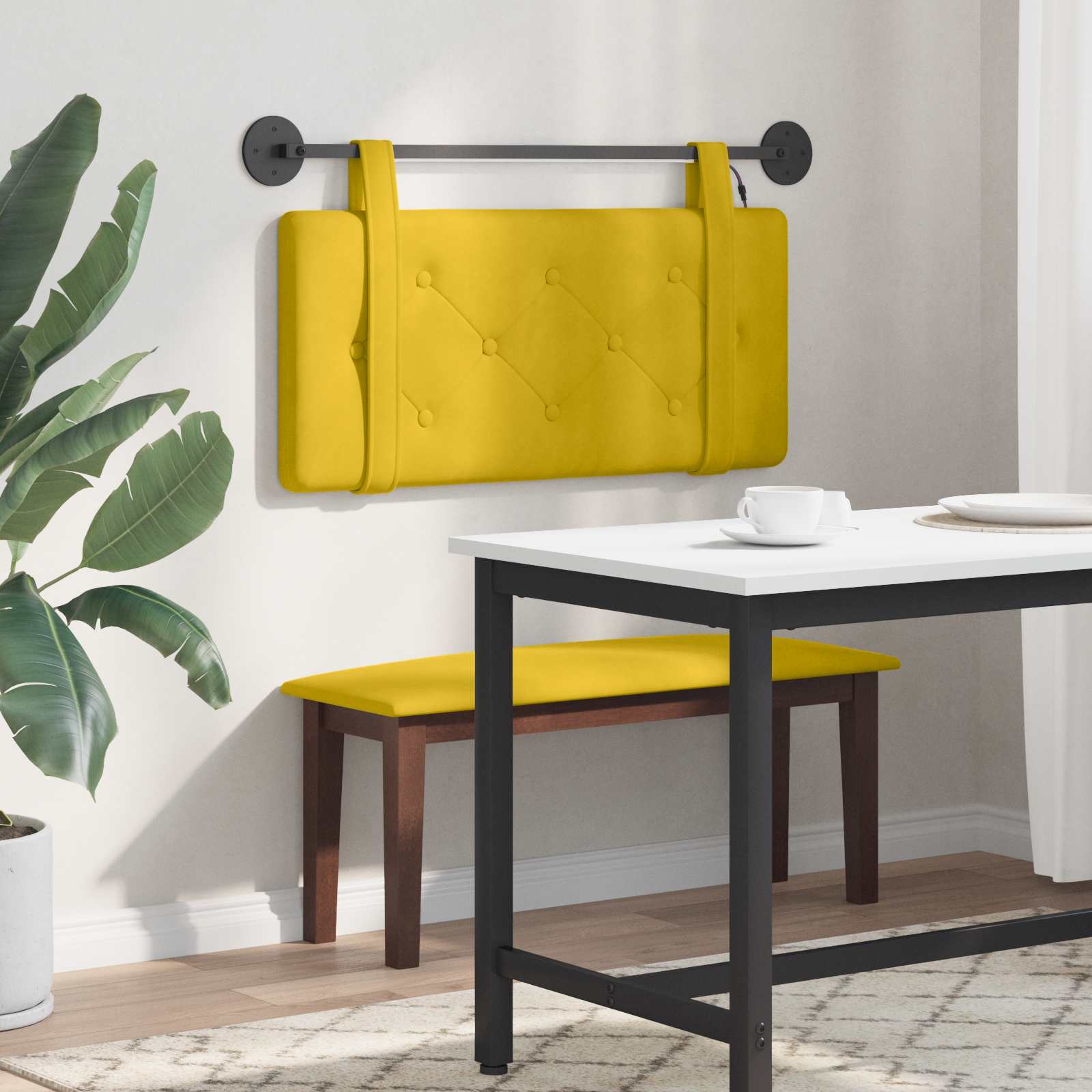 Tête de lit suspendue Avec lumière LED Jaune Velours - XIOS