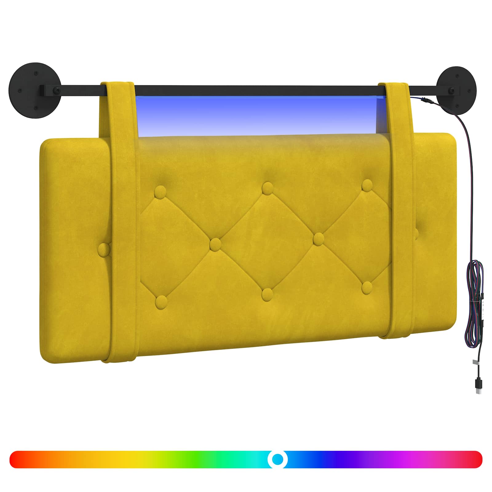 Tête de lit suspendue Avec lumière LED Jaune Velours - XIOS