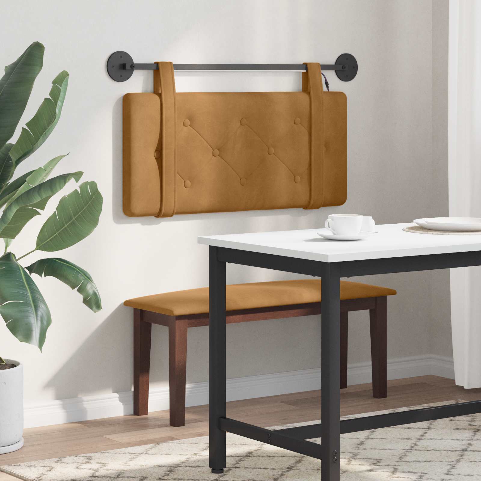 Tête de lit suspendue Avec lumière LED Marron Velours - XIOS