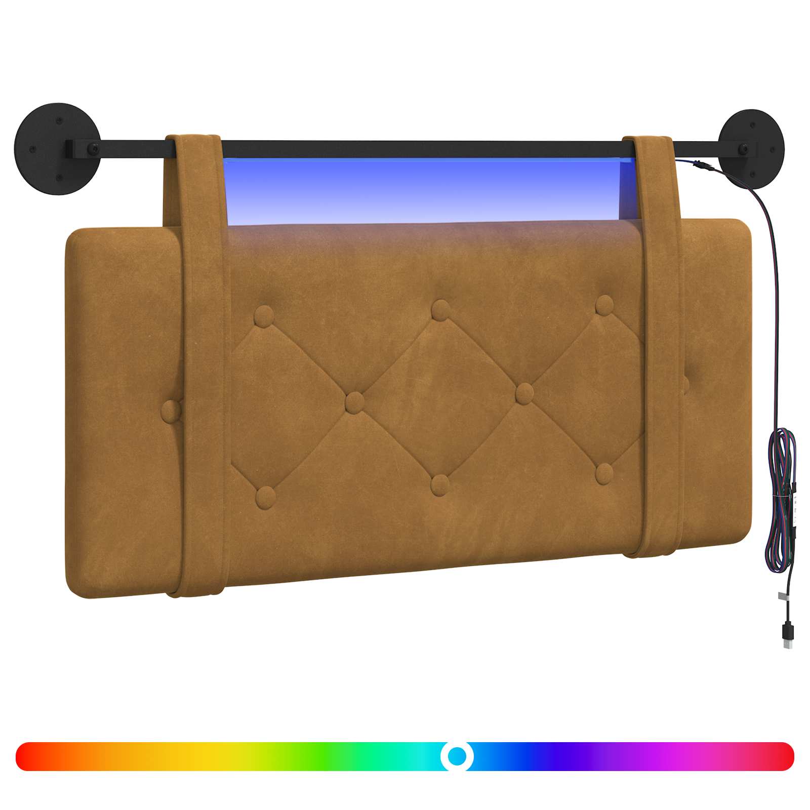 Tête de lit suspendue Avec lumière LED Marron Velours - XIOS