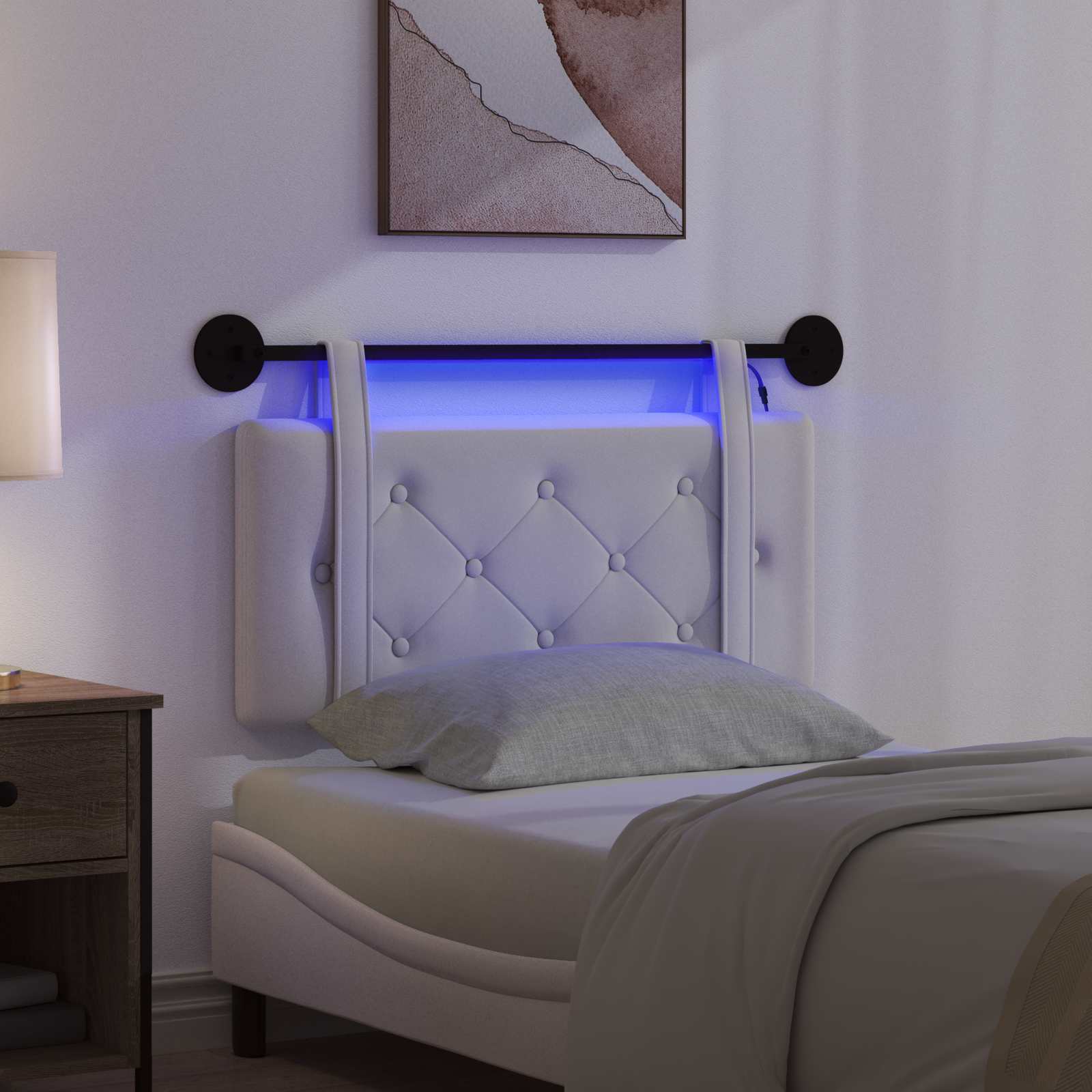 Tête de lit suspendue Avec lumière LED Crème Velours - XIOS