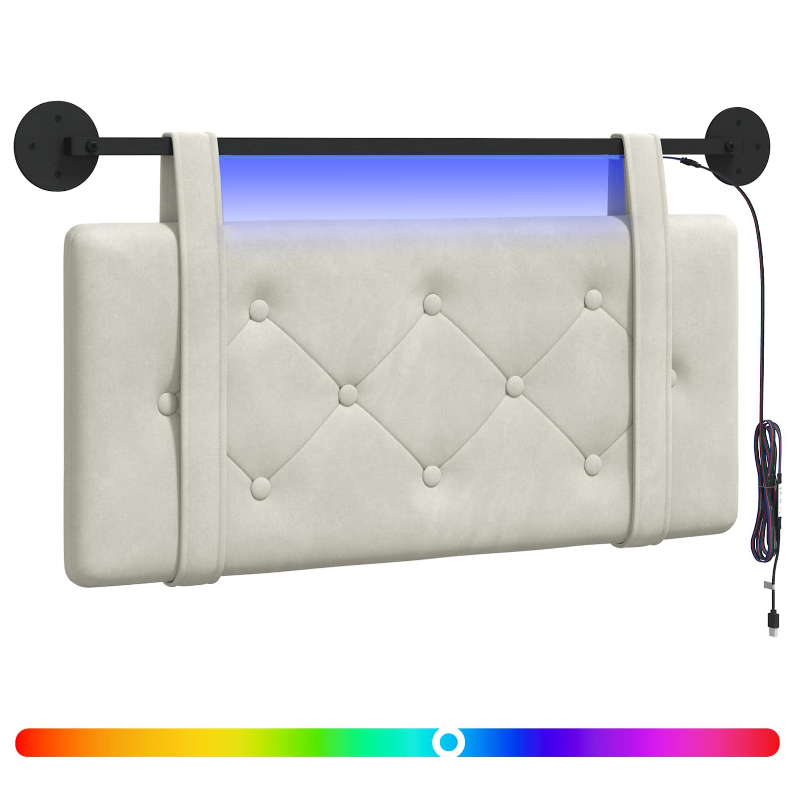 Tête de lit suspendue Avec lumière LED Crème Velours - XIOS