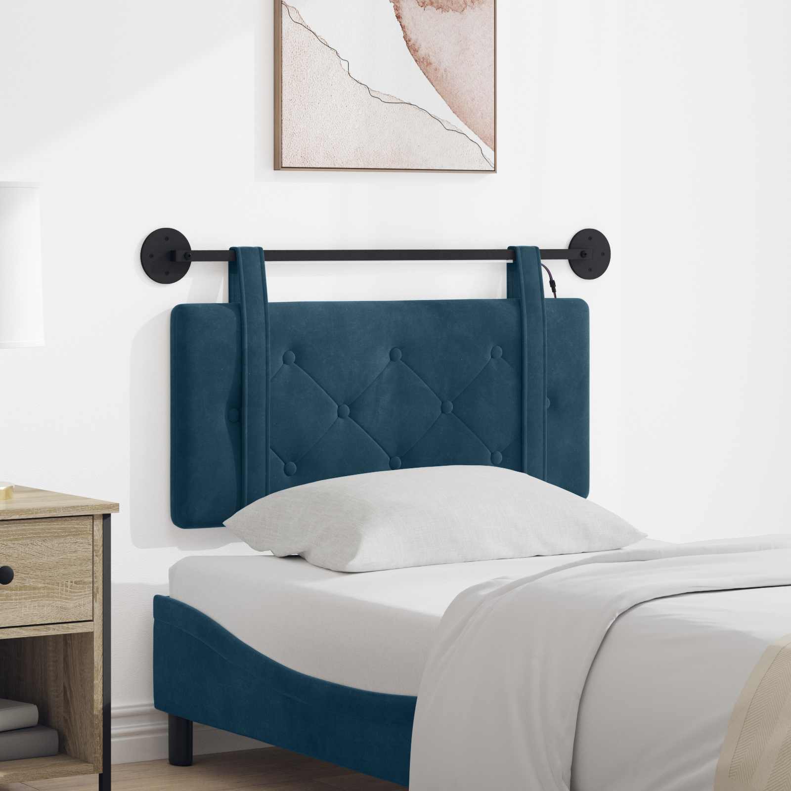 Tête de lit suspendue Avec lumière LED Bleu Velours - XIOS
