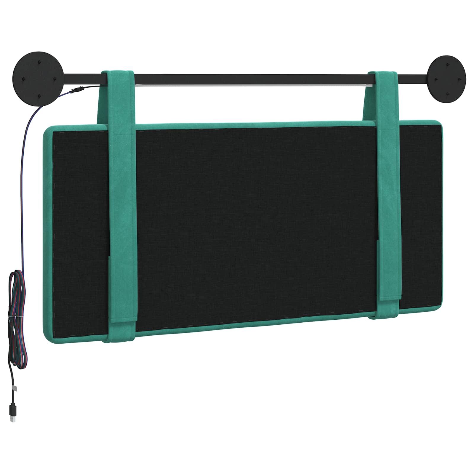 Tête de lit suspendue Avec lumière LED Turquoise Velours - XIOS