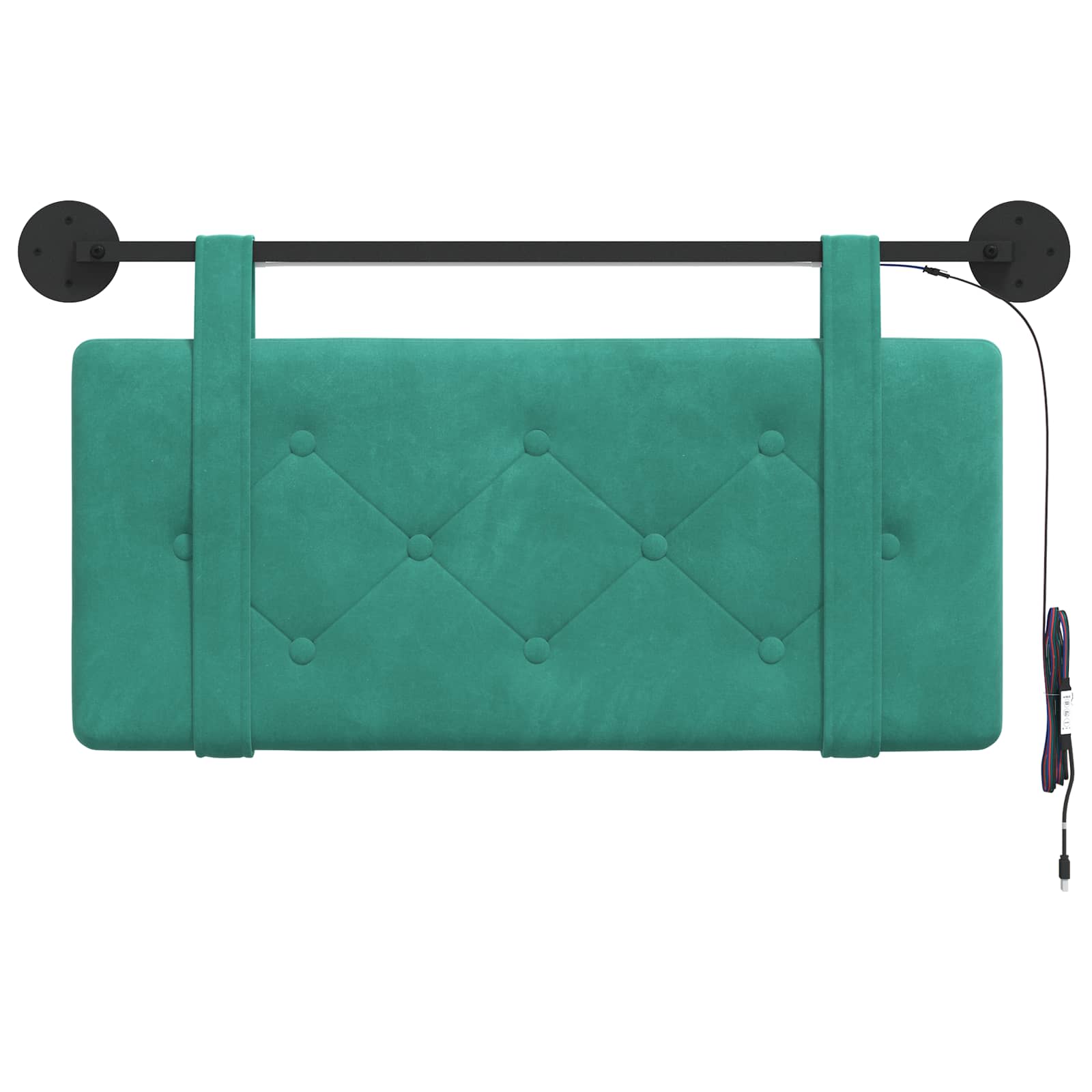 Tête de lit suspendue Avec lumière LED Turquoise Velours - XIOS