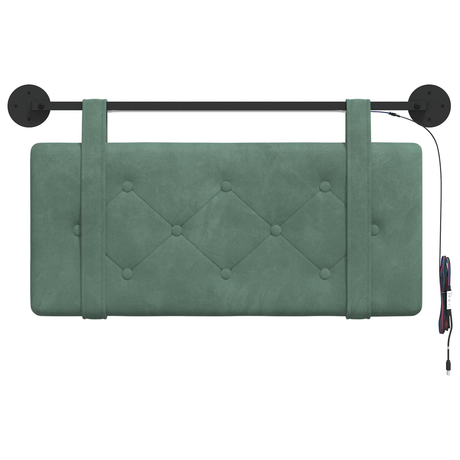Tête de lit suspendue Avec lumière LED Vert Mer Velours - XIOS