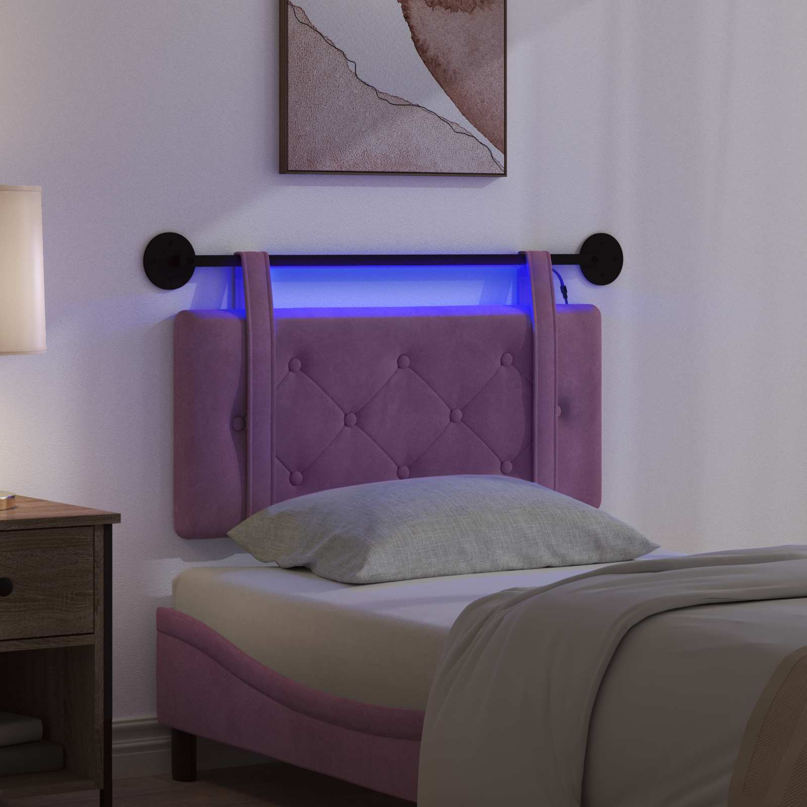Tête de lit suspendue Avec lumière LED Pourpre Velours - XIOS