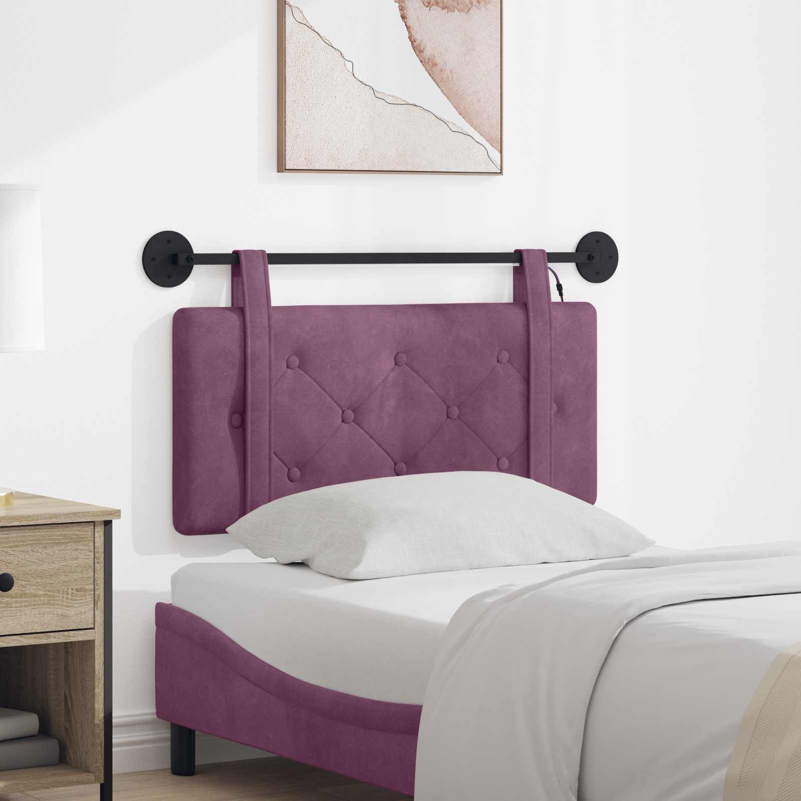 Tête de lit suspendue Avec lumière LED Pourpre Velours - XIOS