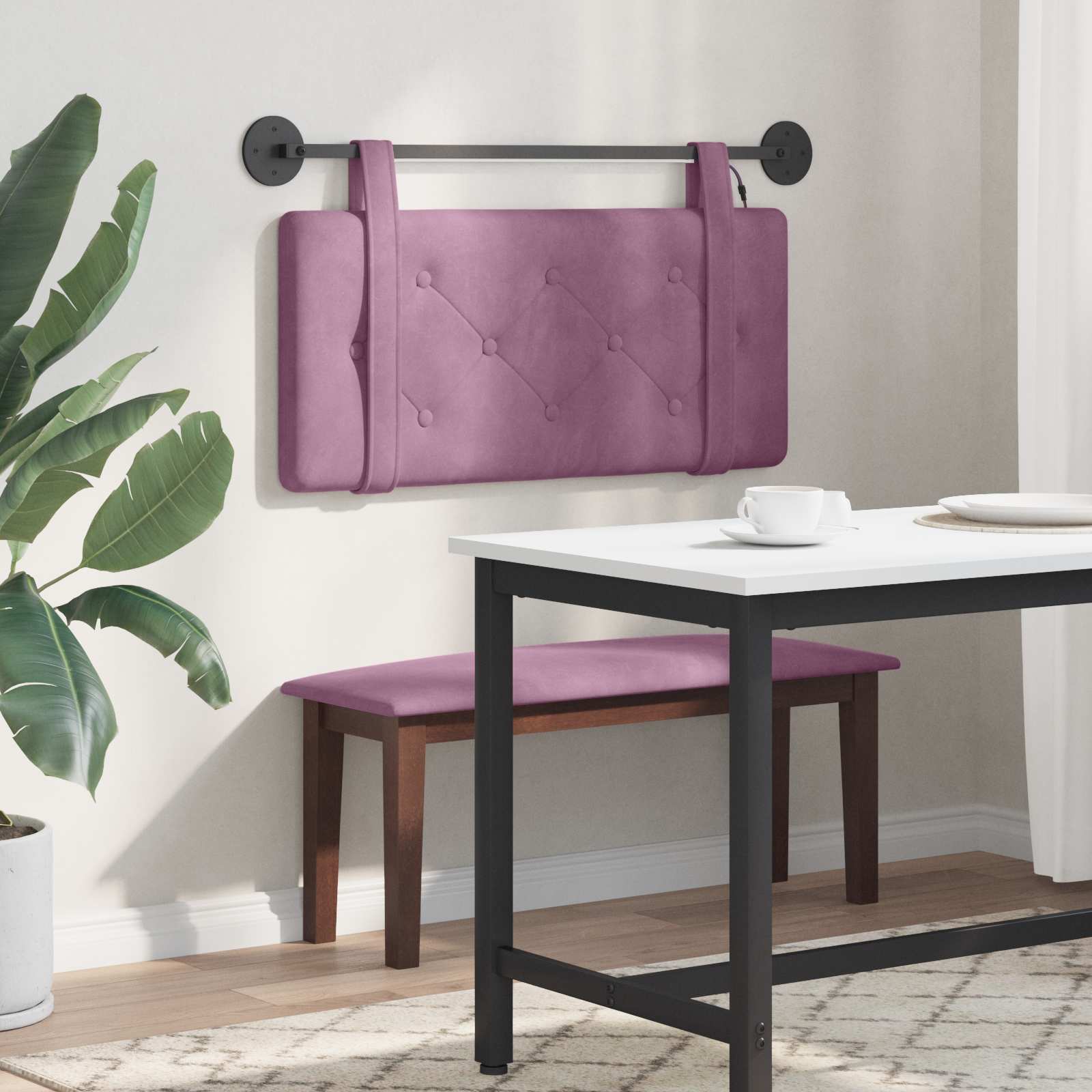 Tête de lit suspendue Avec lumière LED Pourpre Velours - XIOS
