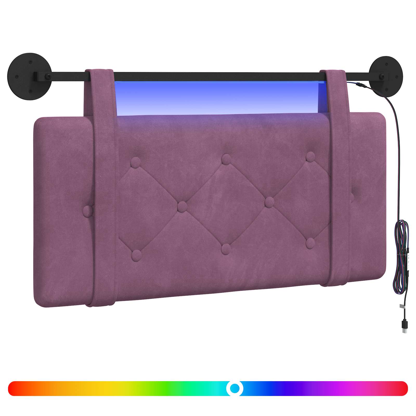 Tête de lit suspendue Avec lumière LED Pourpre Velours - XIOS
