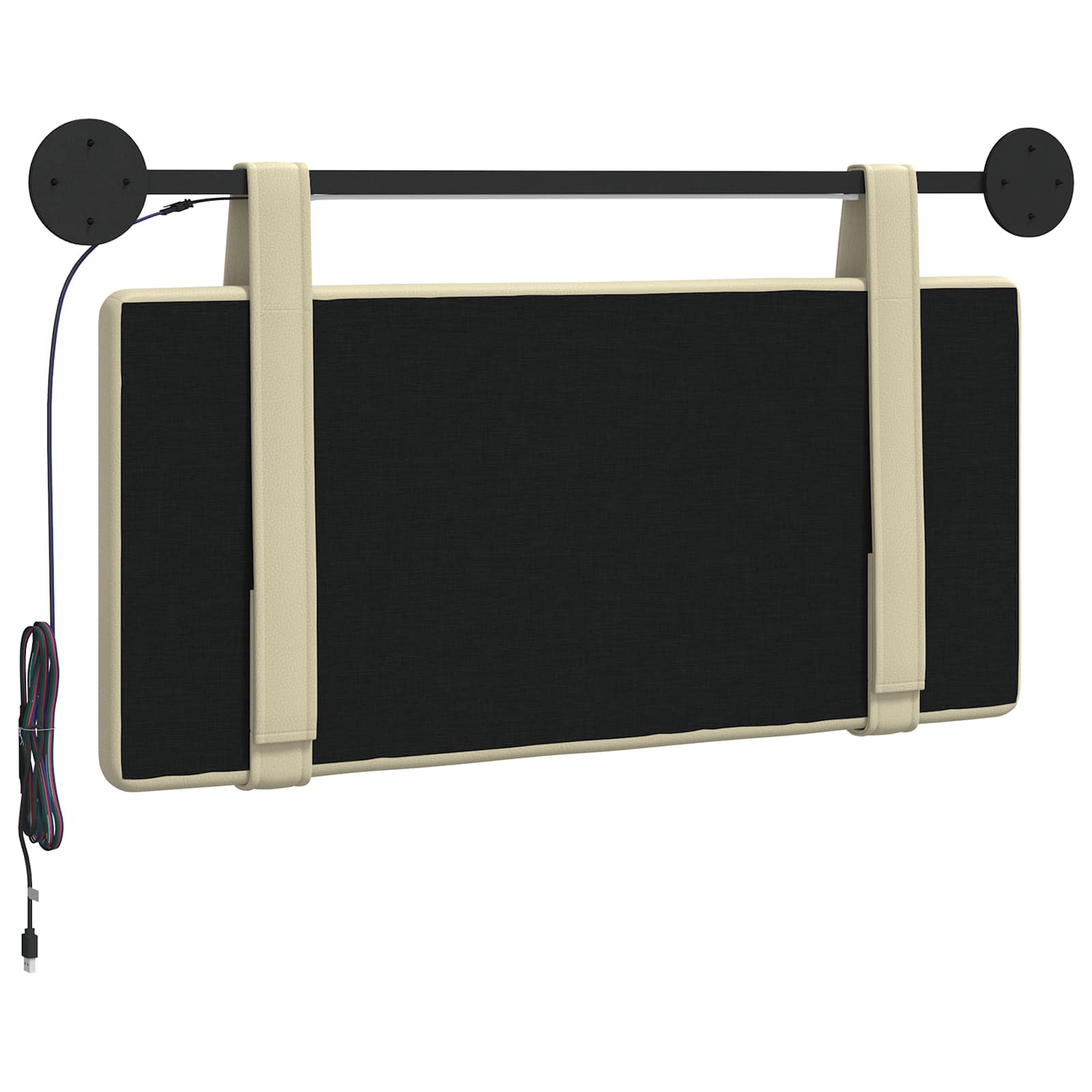 Tête de lit suspendue Avec lumière LED Crème Simili cuir - XIOS