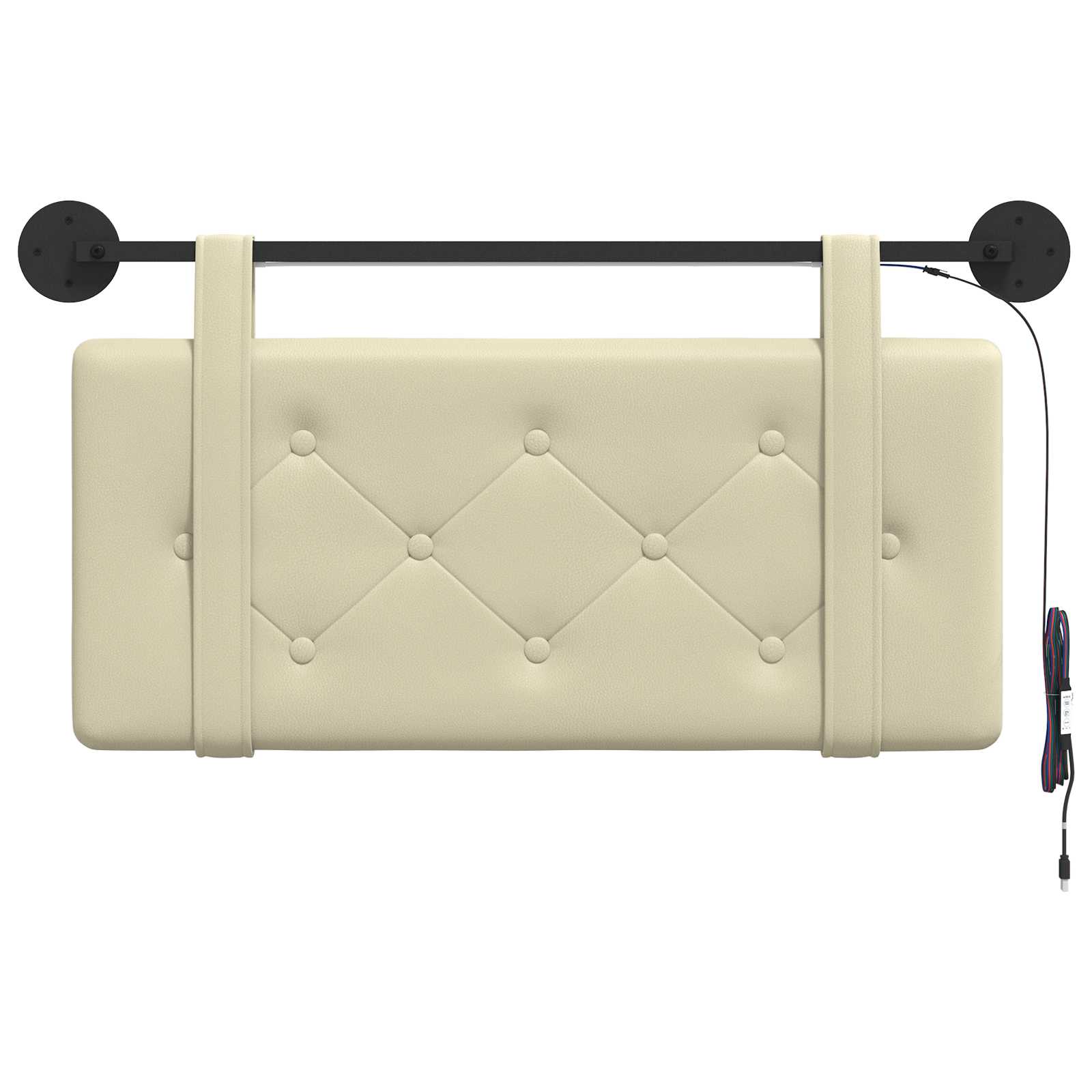 Tête de lit suspendue Avec lumière LED Crème Simili cuir - XIOS