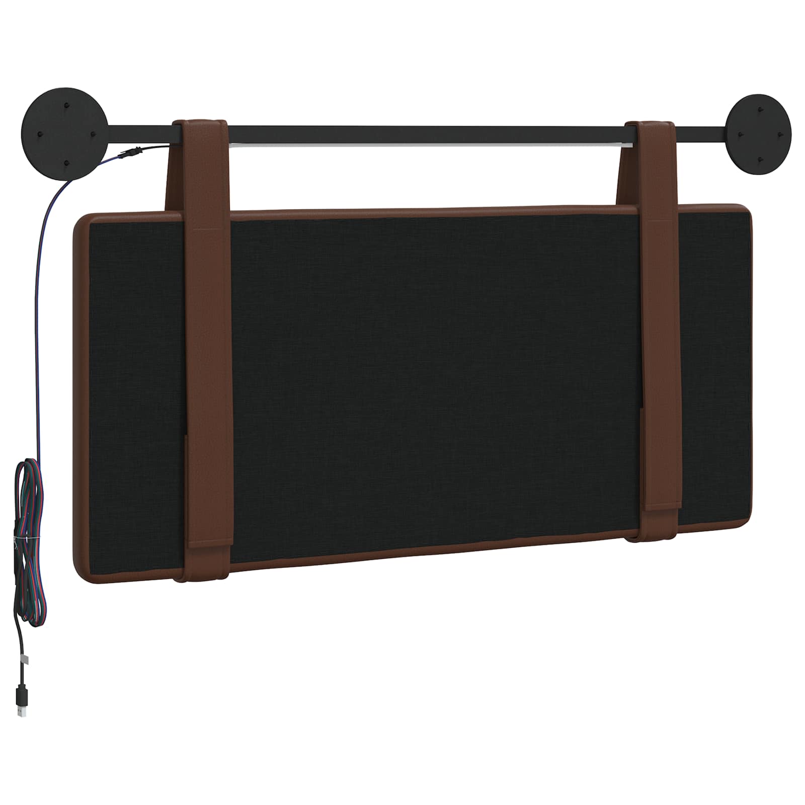 Tête de lit suspendue Avec lumière LED Marron Simili cuir - XIOS
