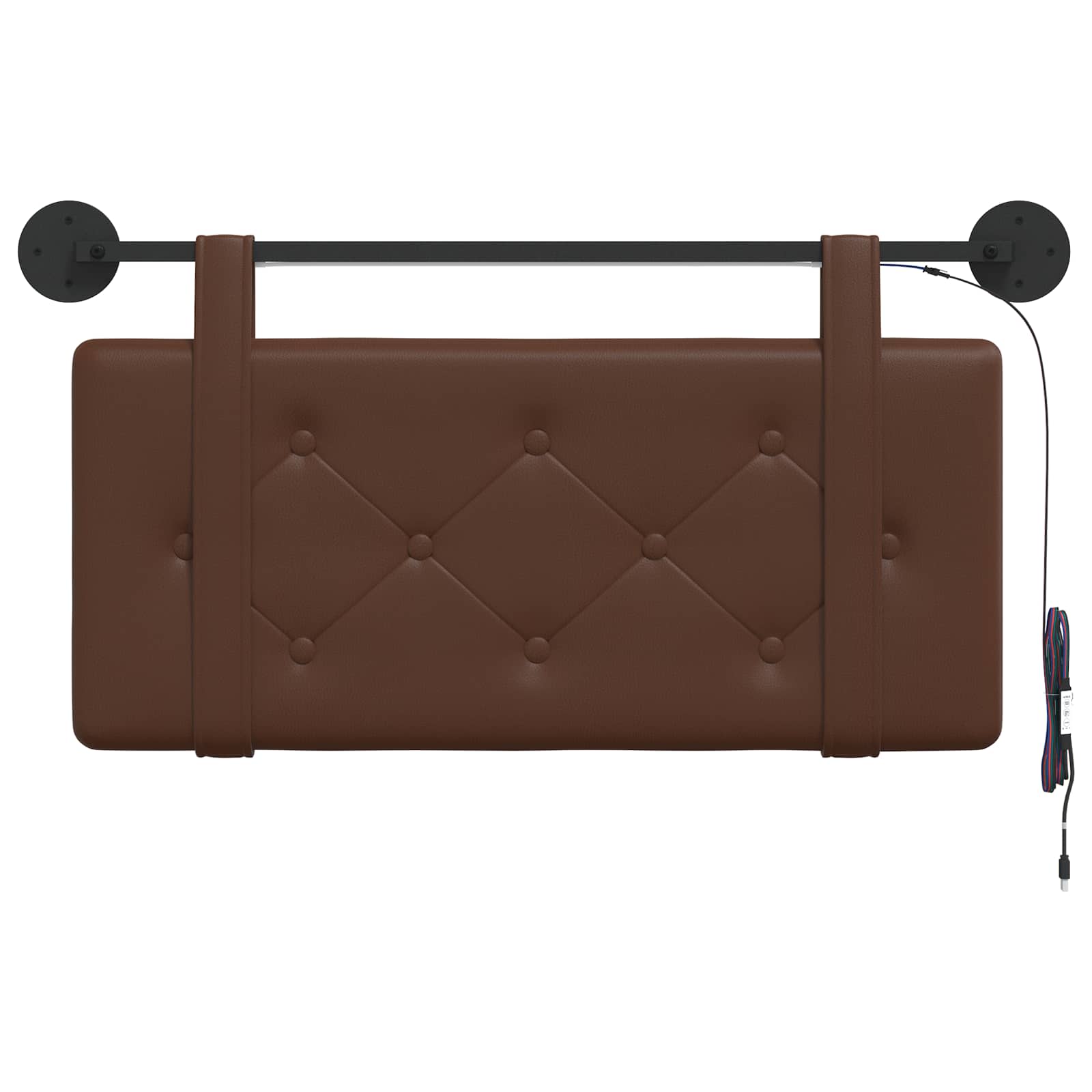 Tête de lit suspendue Avec lumière LED Marron Simili cuir - XIOS