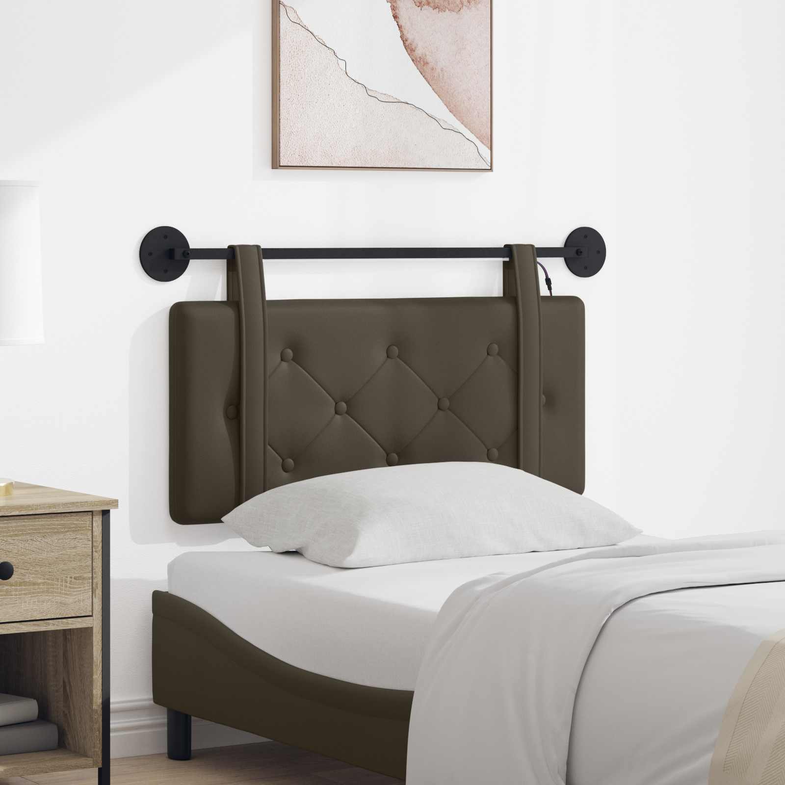Tête de lit suspendue Avec lumière LED Gris Simili cuir - XIOS