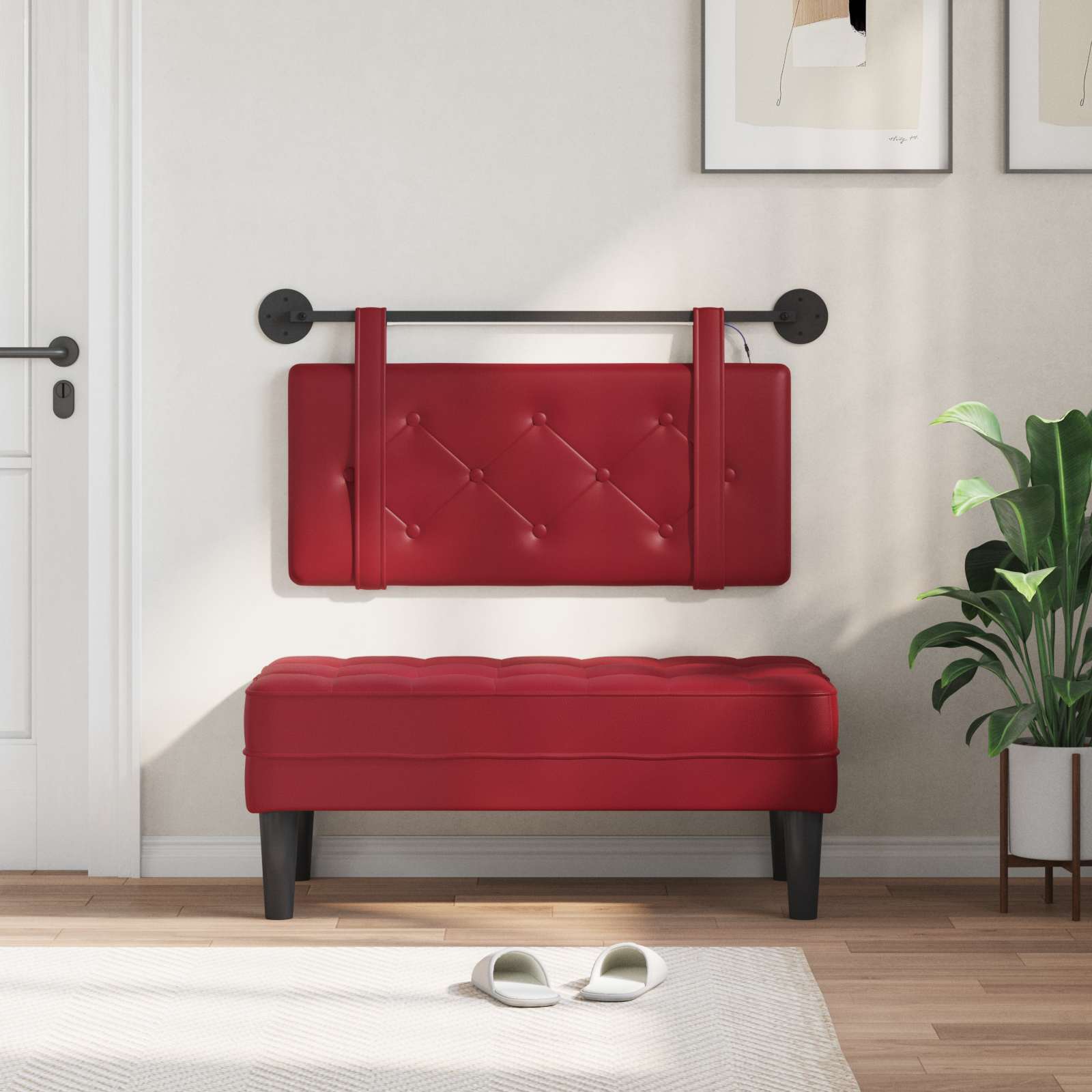 Tête de lit suspendue Avec lumière LED Bordeaux Simili cuir - XIOS