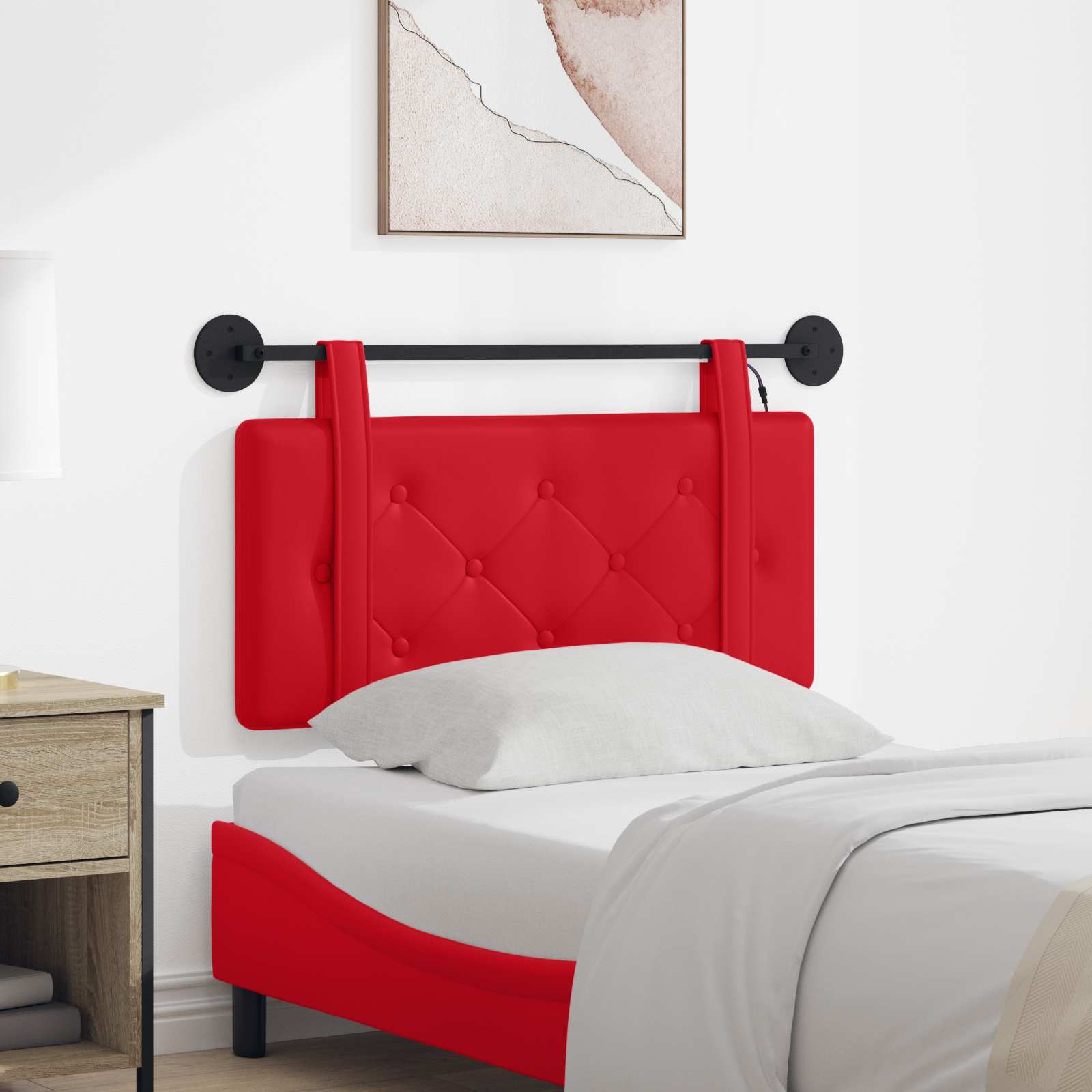 Tête de lit suspendue Avec lumière LED Rouge Simili cuir - XIOS