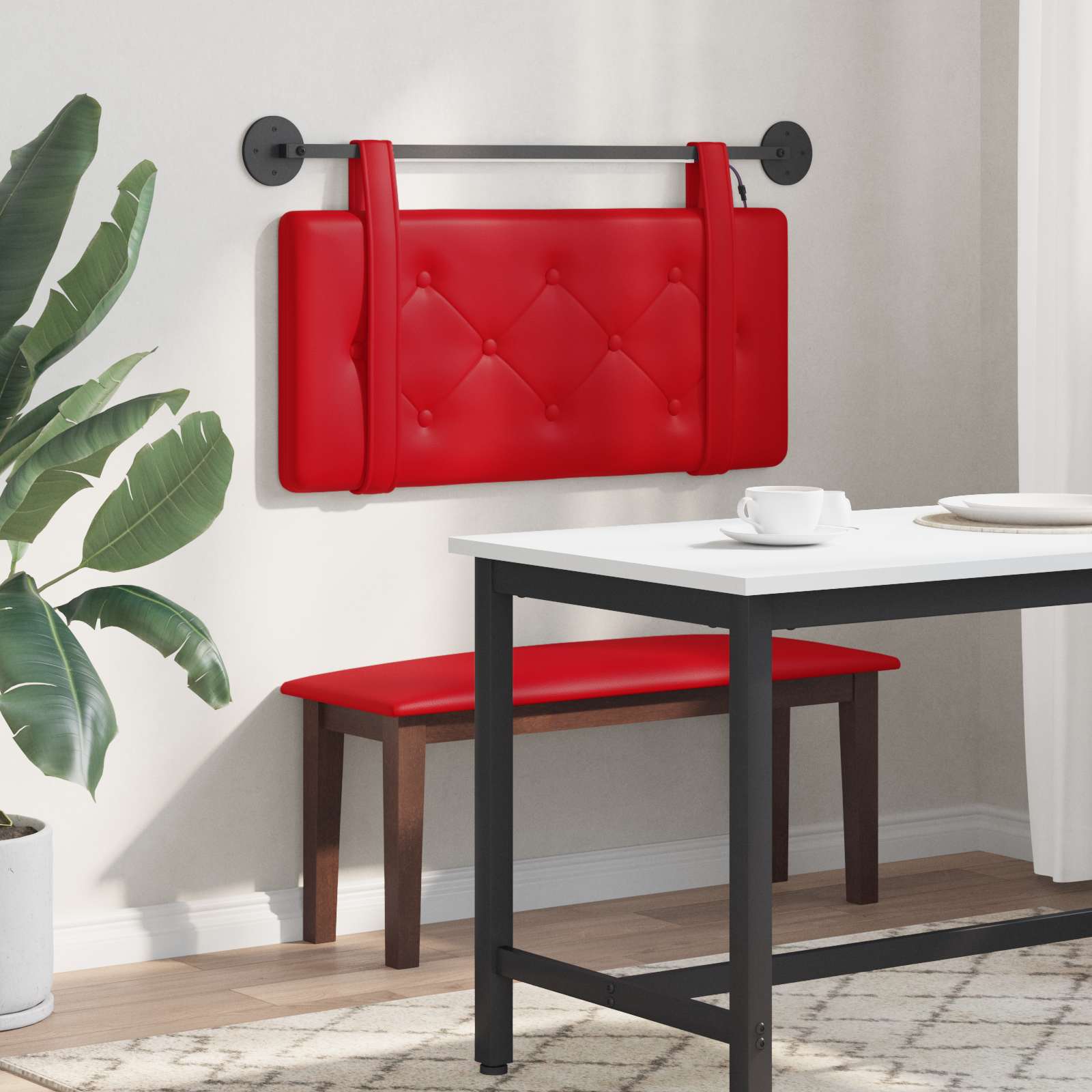 Tête de lit suspendue Avec lumière LED Rouge Simili cuir - XIOS