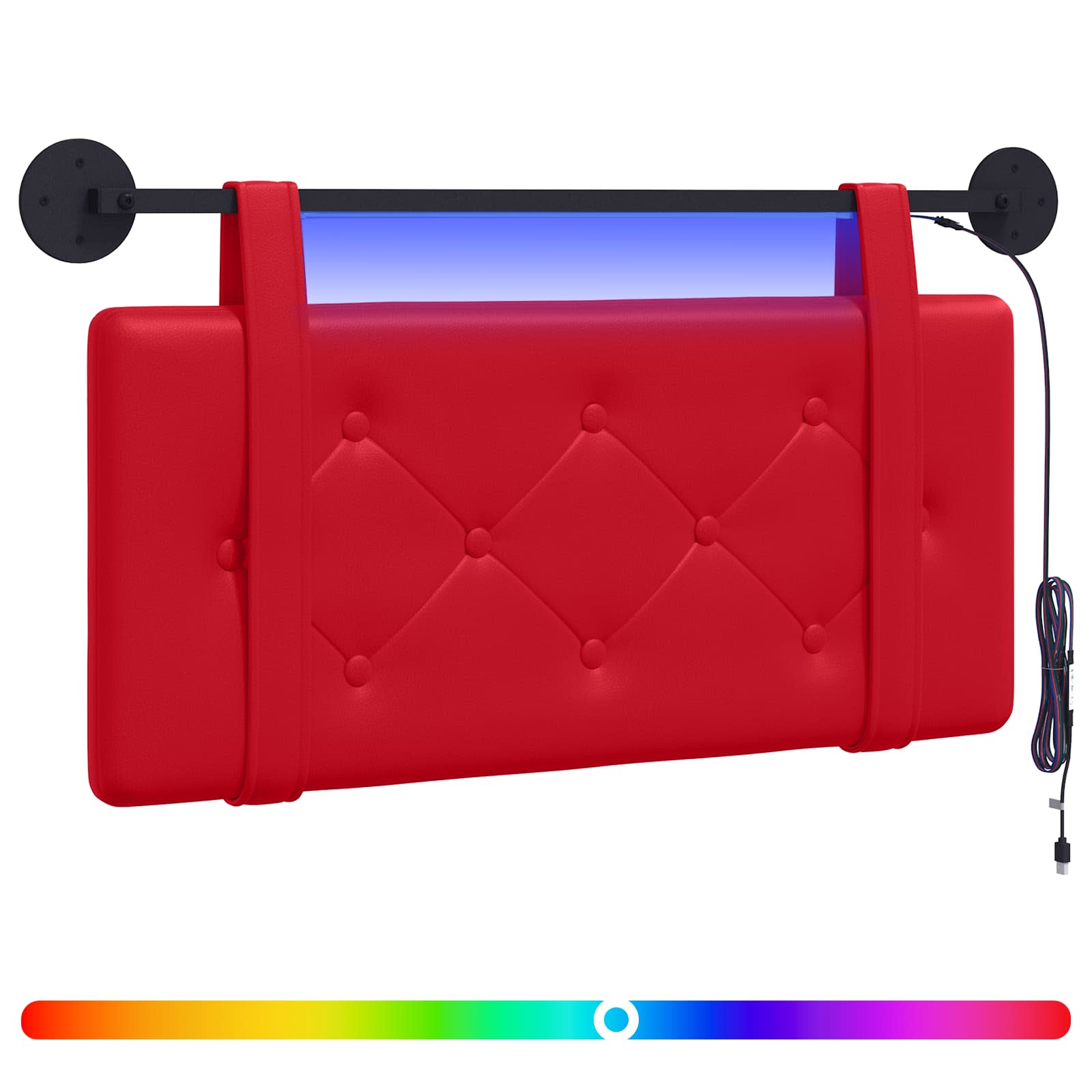 Tête de lit suspendue Avec lumière LED Rouge Simili cuir - XIOS