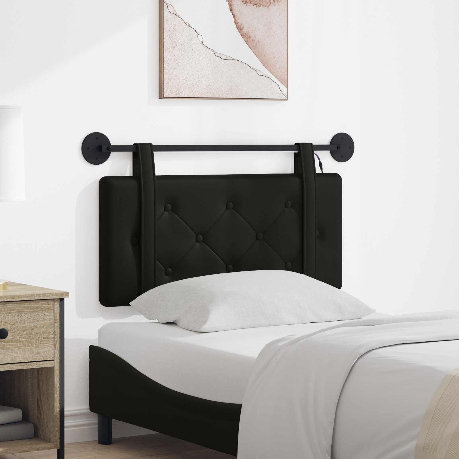 Tête de lit suspendue Avec lumière LED Noir Simili cuir - XIOS