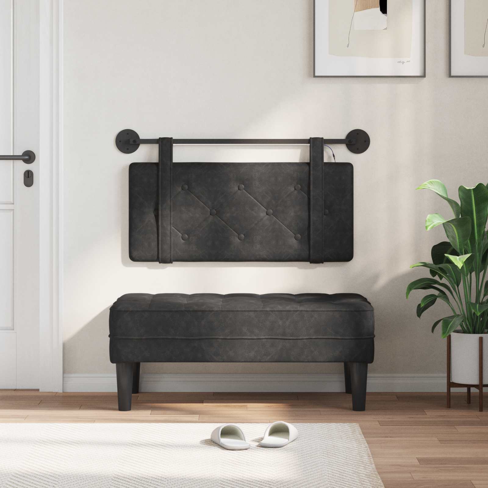 Tête de lit suspendue Avec lumière LED Noir PU antique - XIOS