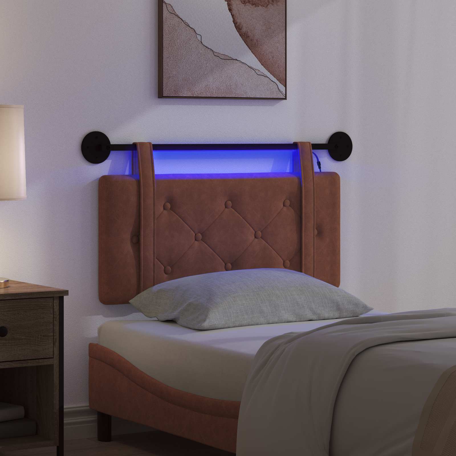 Tête de lit suspendue Avec lumière LED Marron PU antique - XIOS