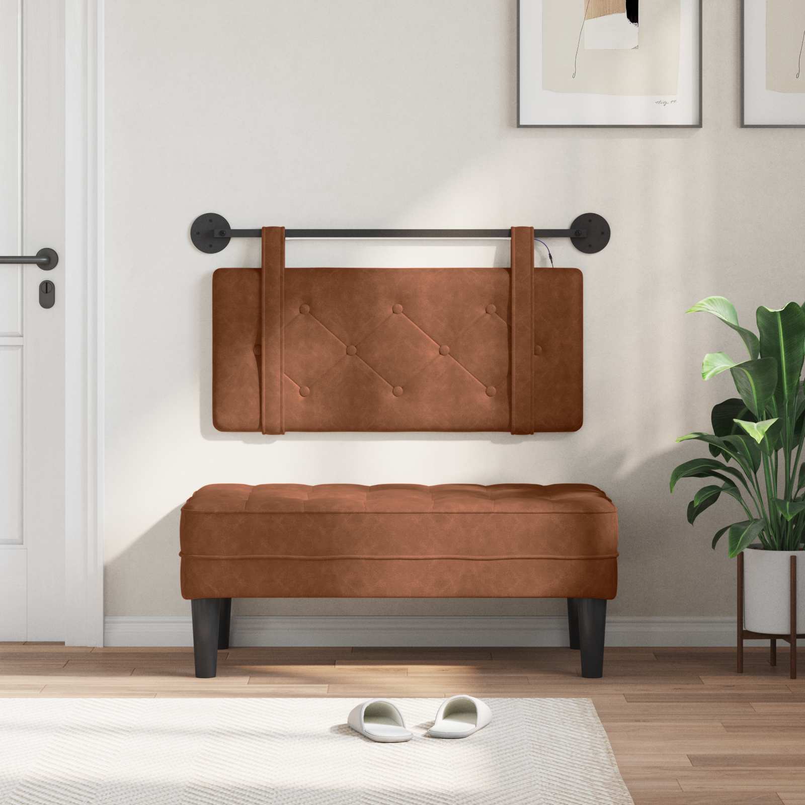 Tête de lit suspendue Avec lumière LED Marron PU antique - XIOS