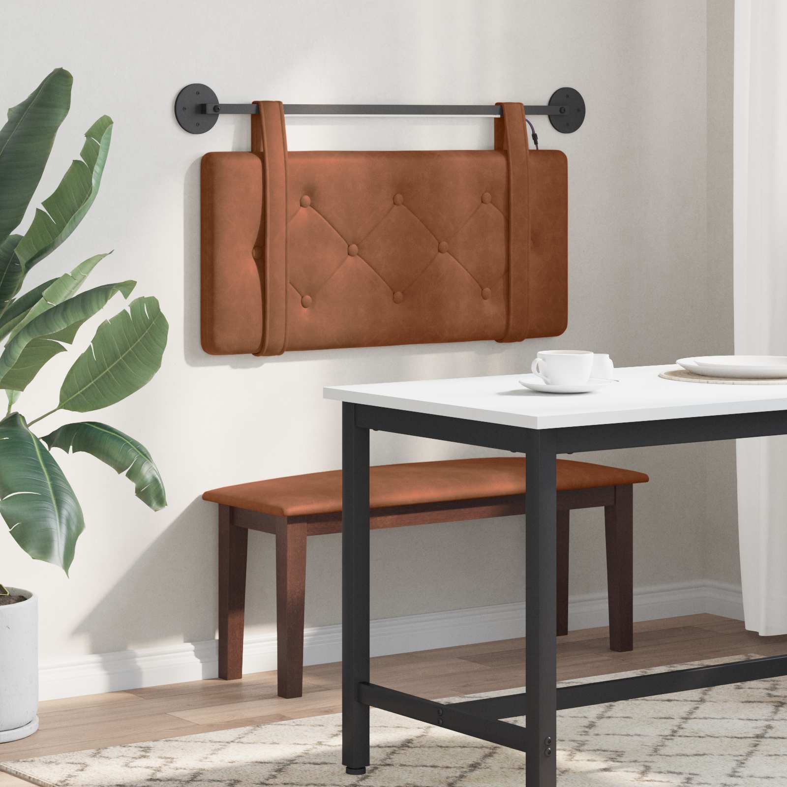 Tête de lit suspendue Avec lumière LED Marron PU antique - XIOS