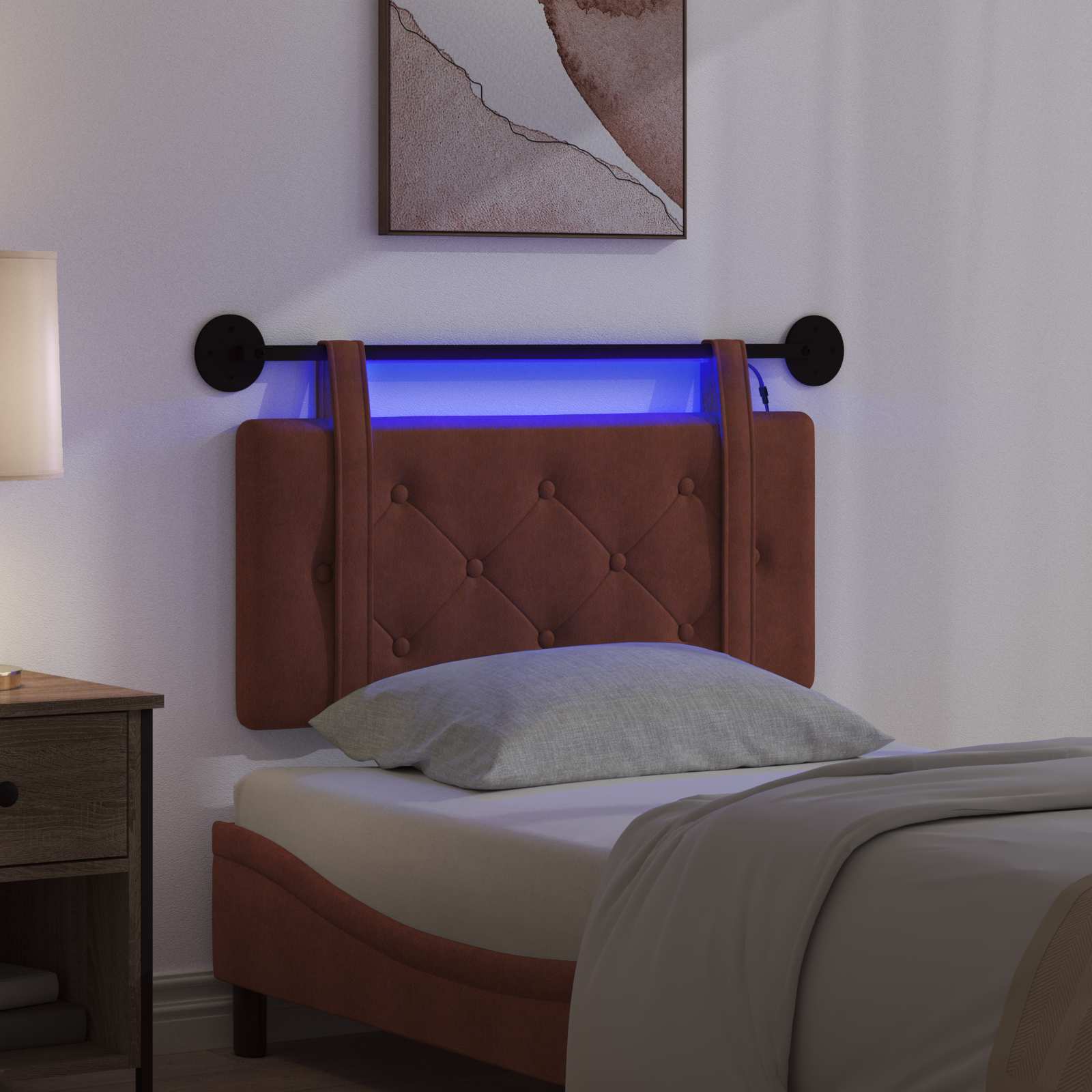 Tête de lit suspendue Avec lumière LED Brun Brillant PU antique - XIOS