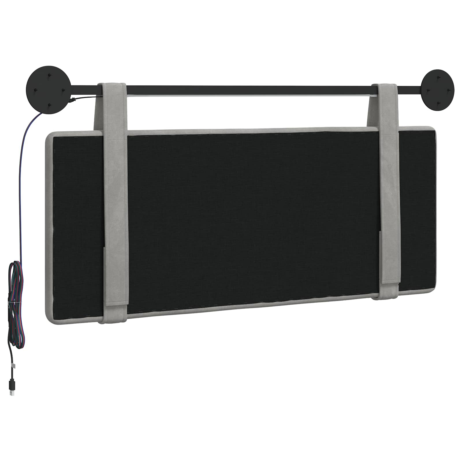 Tête de lit suspendue Avec lumière LED Gris clair Velours - XIOS