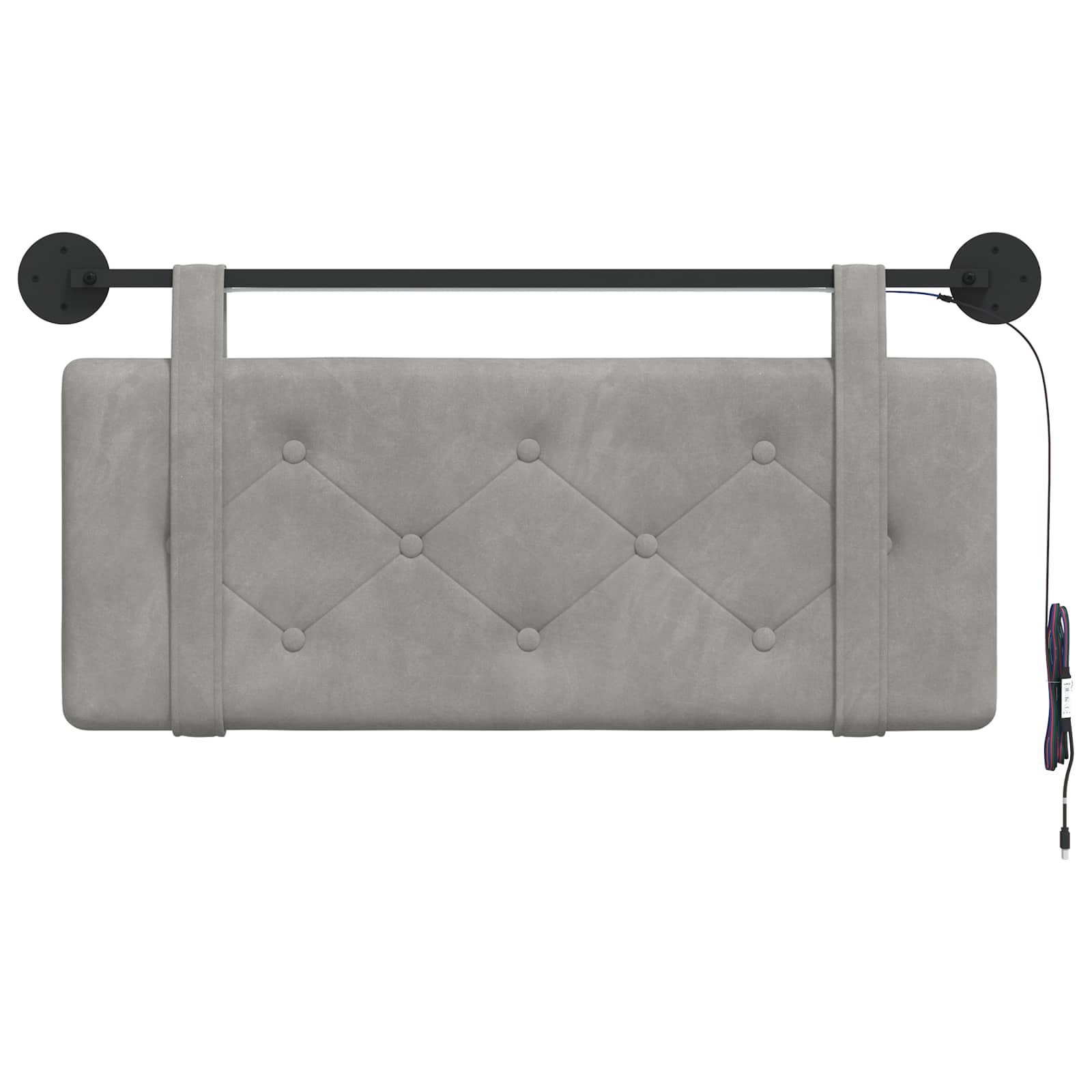 Tête de lit suspendue Avec lumière LED Gris clair Velours - XIOS