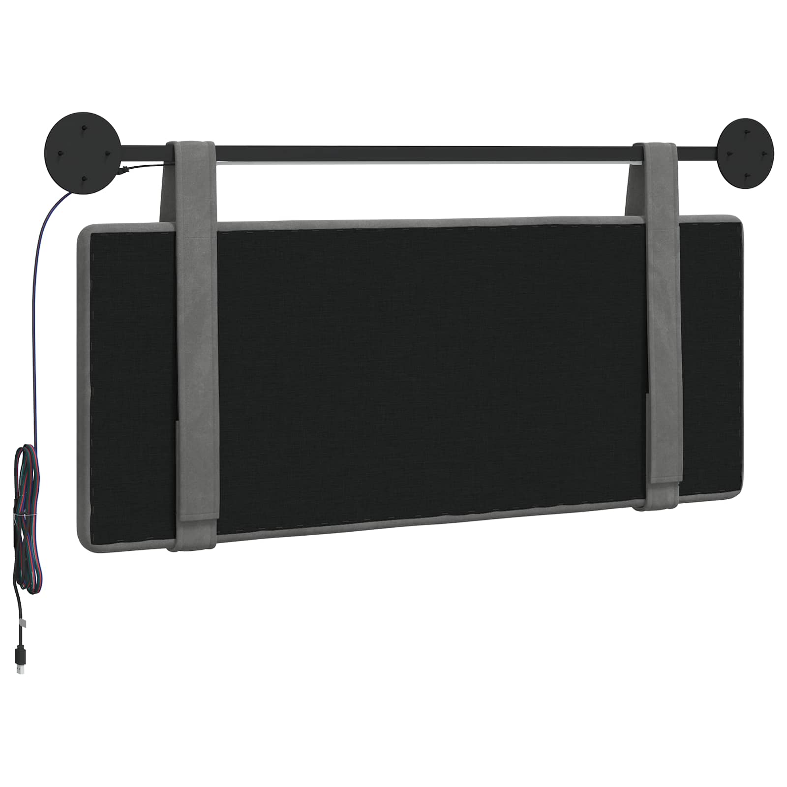 Tête de lit suspendue Avec lumière LED Gris foncé Velours - XIOS