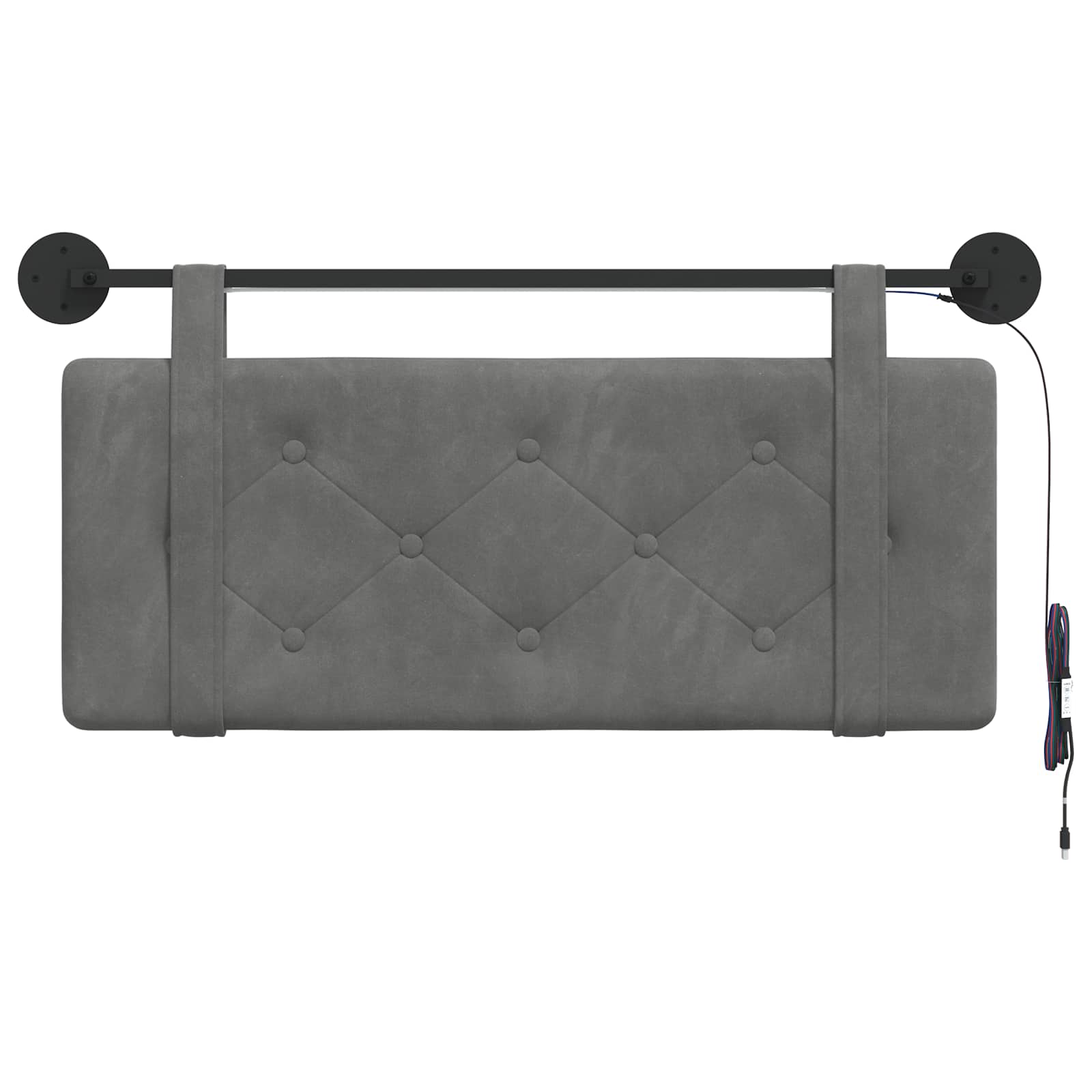 Tête de lit suspendue Avec lumière LED Gris foncé Velours - XIOS