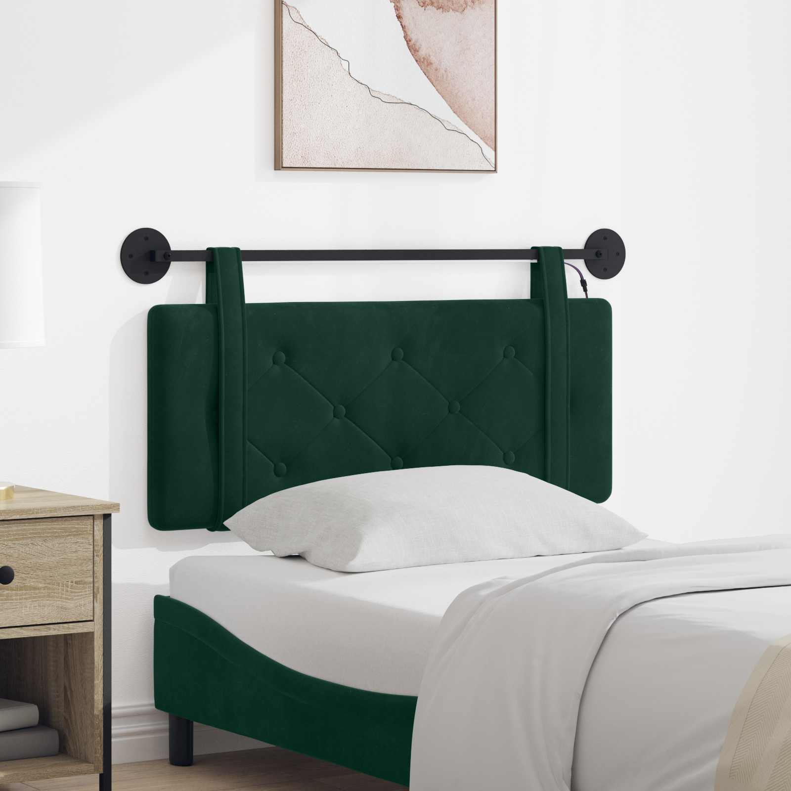 Tête de lit suspendue Avec lumière LED Vert foncé Velours - XIOS