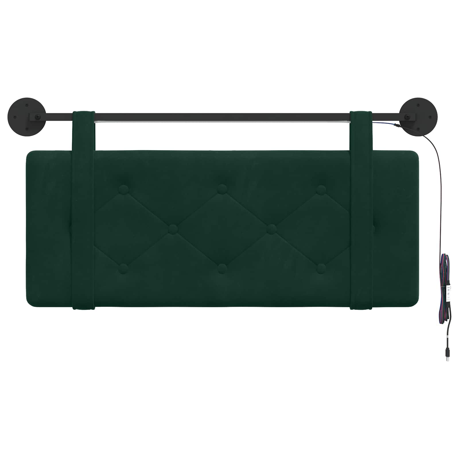 Tête de lit suspendue Avec lumière LED Vert foncé Velours - XIOS