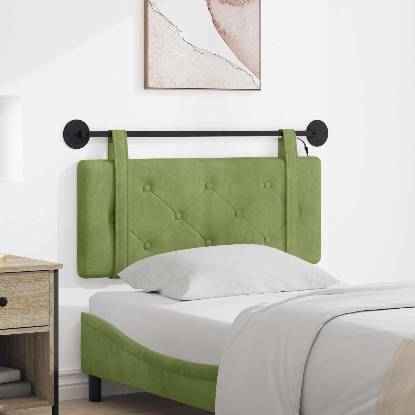 Tête de lit suspendue Avec lumière LED Vert clair Velours - XIOS