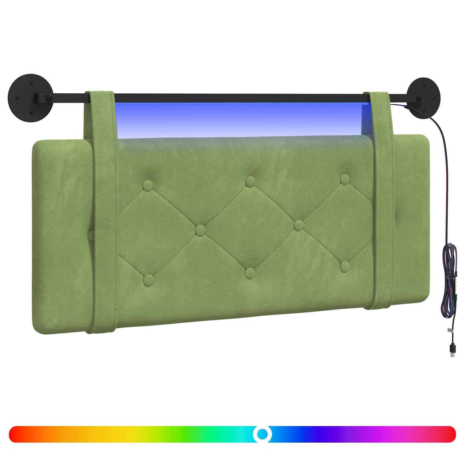 Tête de lit suspendue Avec lumière LED Vert clair Velours - XIOS