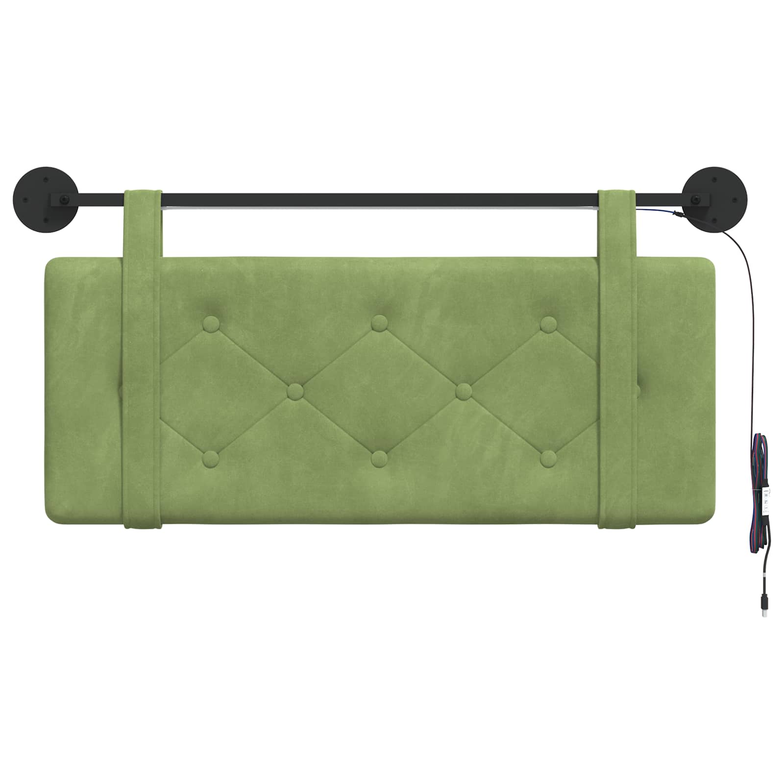 Tête de lit suspendue Avec lumière LED Vert clair Velours - XIOS