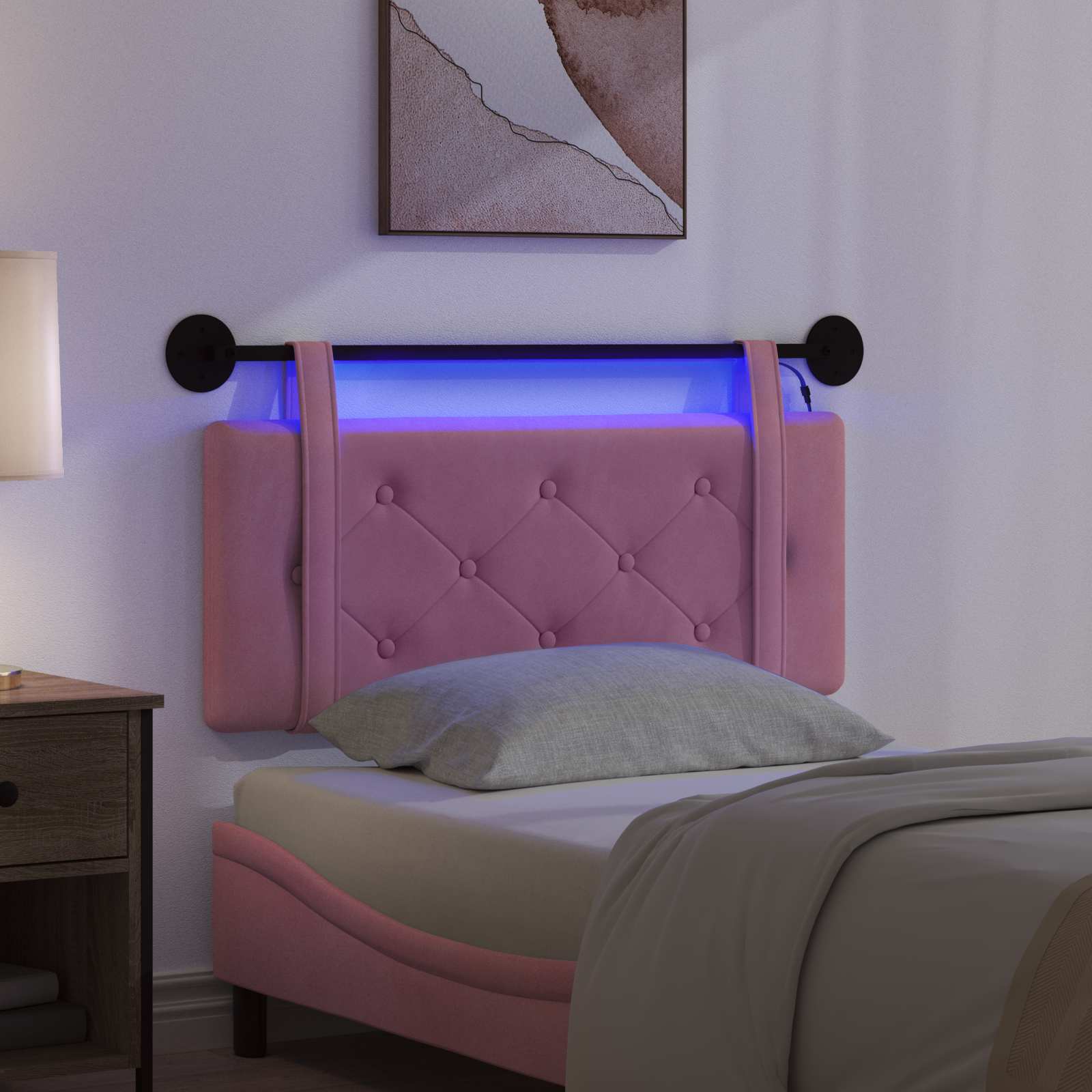 Tête de lit suspendue Avec lumière LED Rose Velours - XIOS