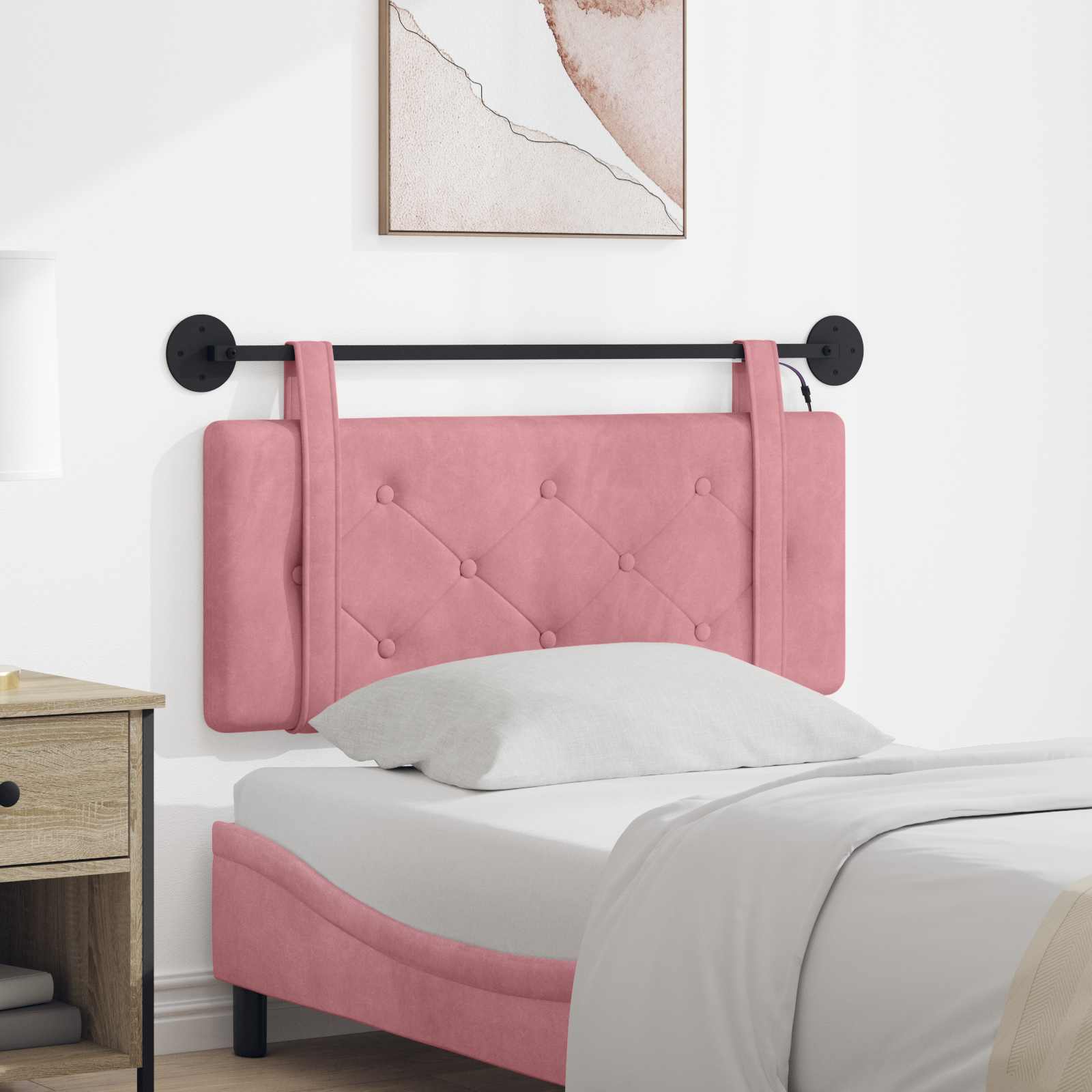 Tête de lit suspendue Avec lumière LED Rose Velours - XIOS