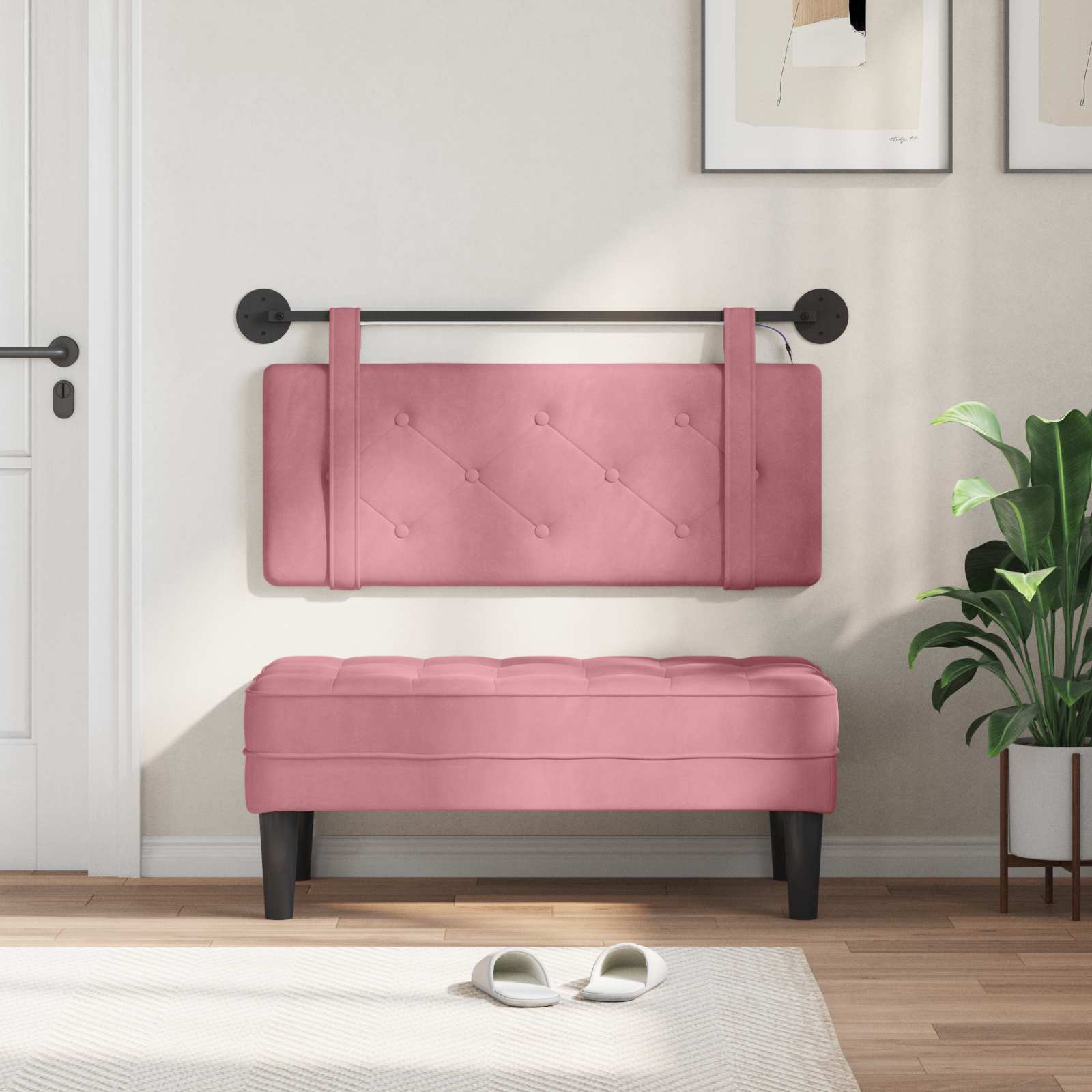 Tête de lit suspendue Avec lumière LED Rose Velours - XIOS