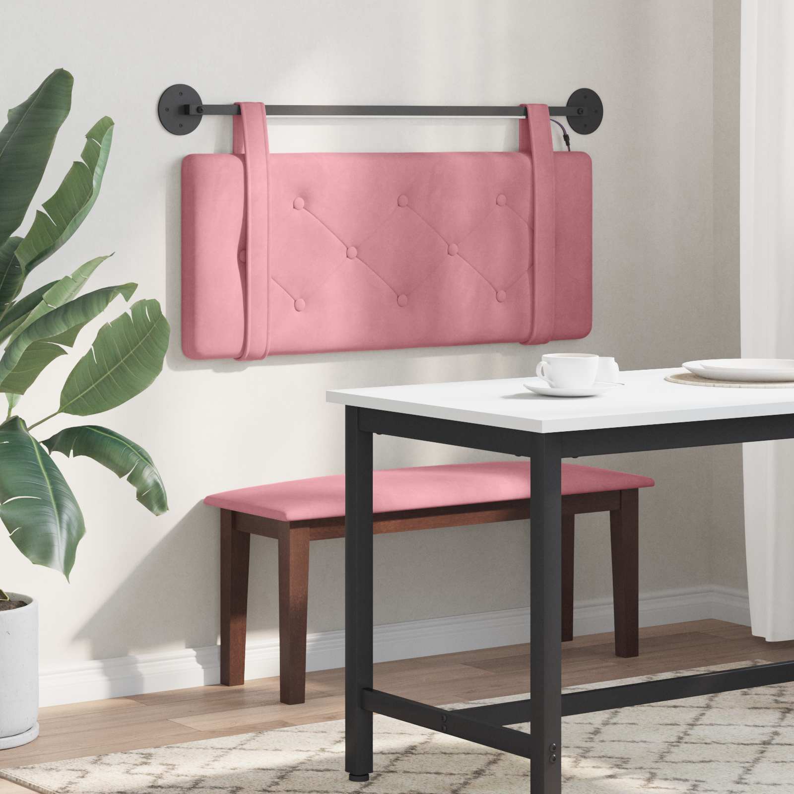 Tête de lit suspendue Avec lumière LED Rose Velours - XIOS