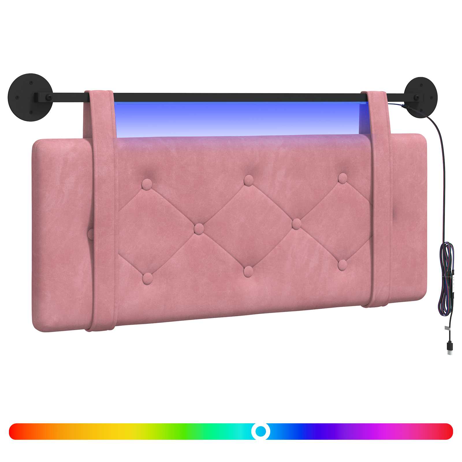 Tête de lit suspendue Avec lumière LED Rose Velours - XIOS