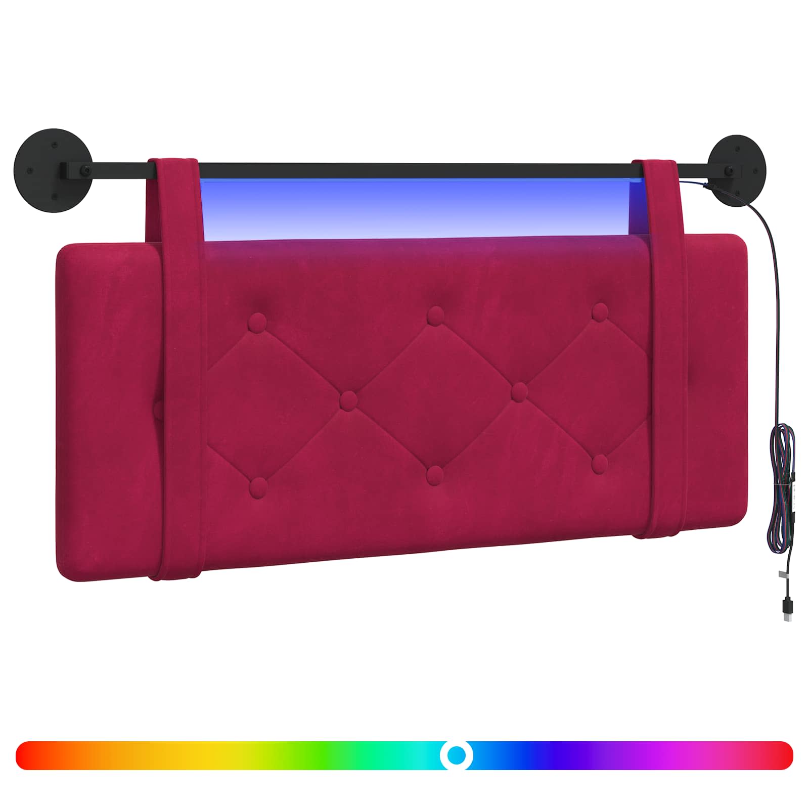 Tête de lit suspendue Avec lumière LED Bordeaux Velours - XIOS