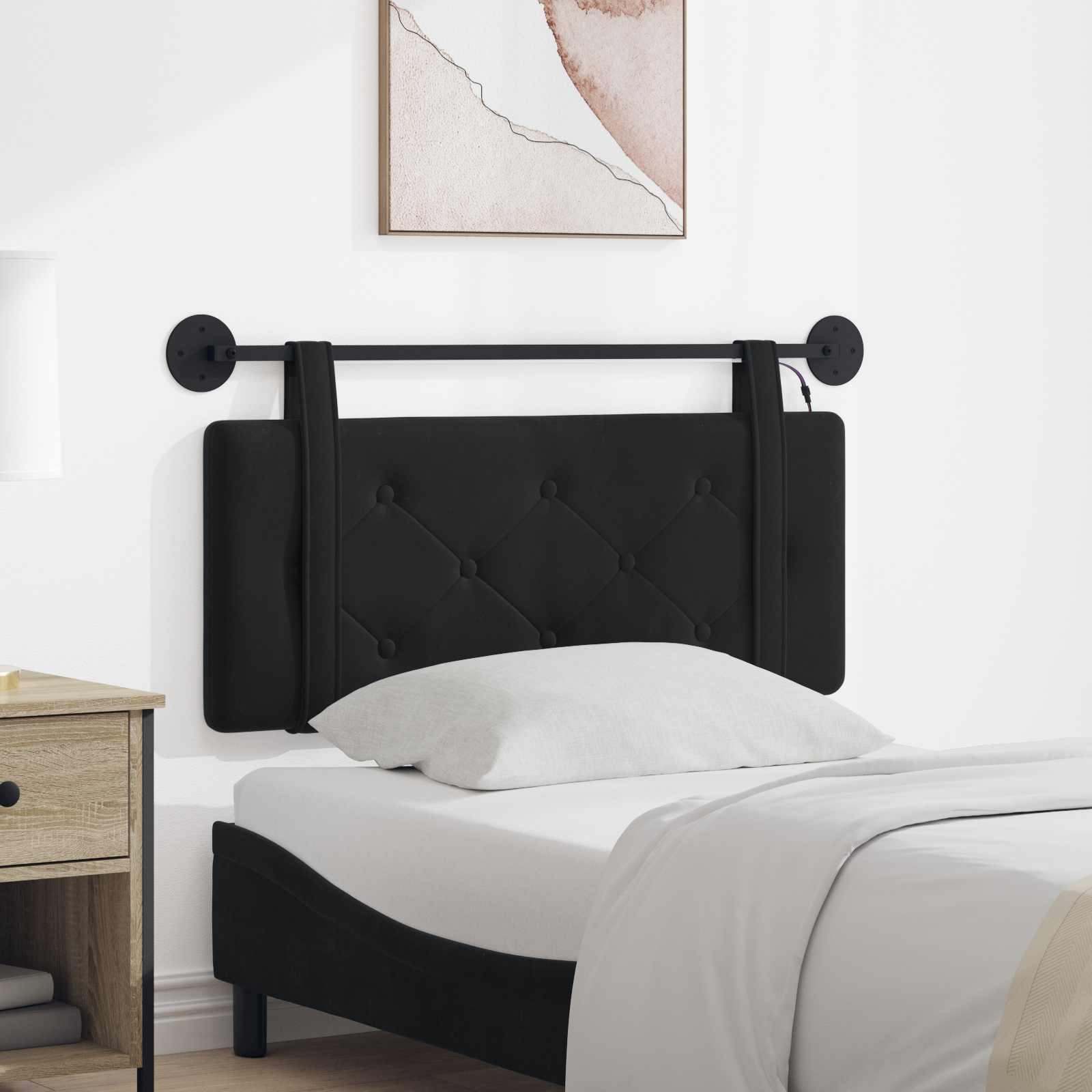 Tête de lit suspendue Avec lumière LED Noir Velours - XIOS