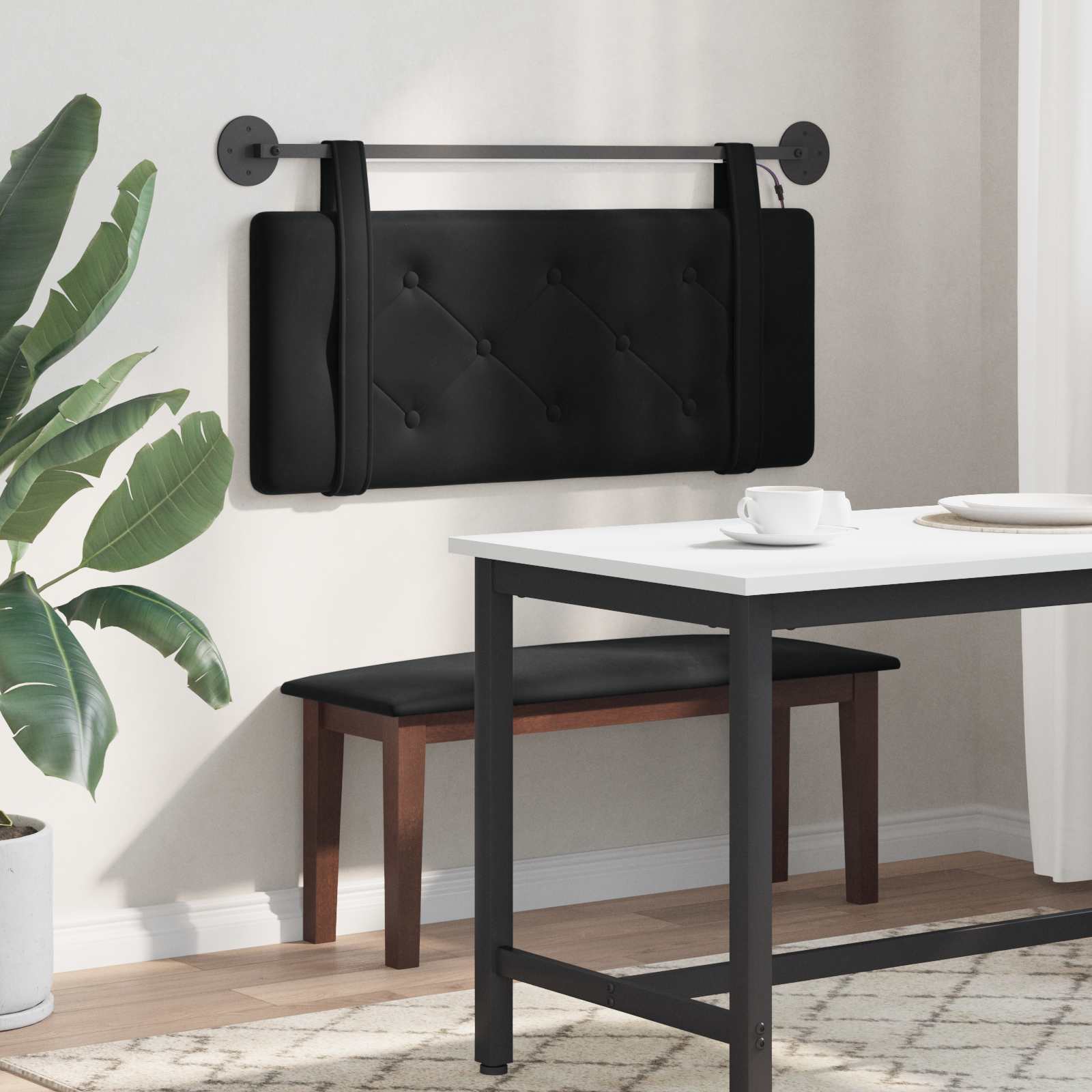 Tête de lit suspendue Avec lumière LED Noir Velours - XIOS