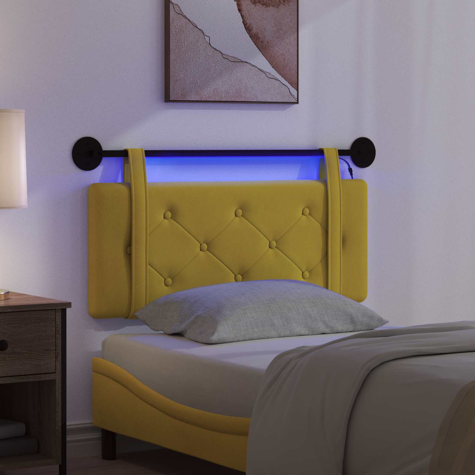 Tête de lit suspendue Avec lumière LED Jaune Velours - XIOS