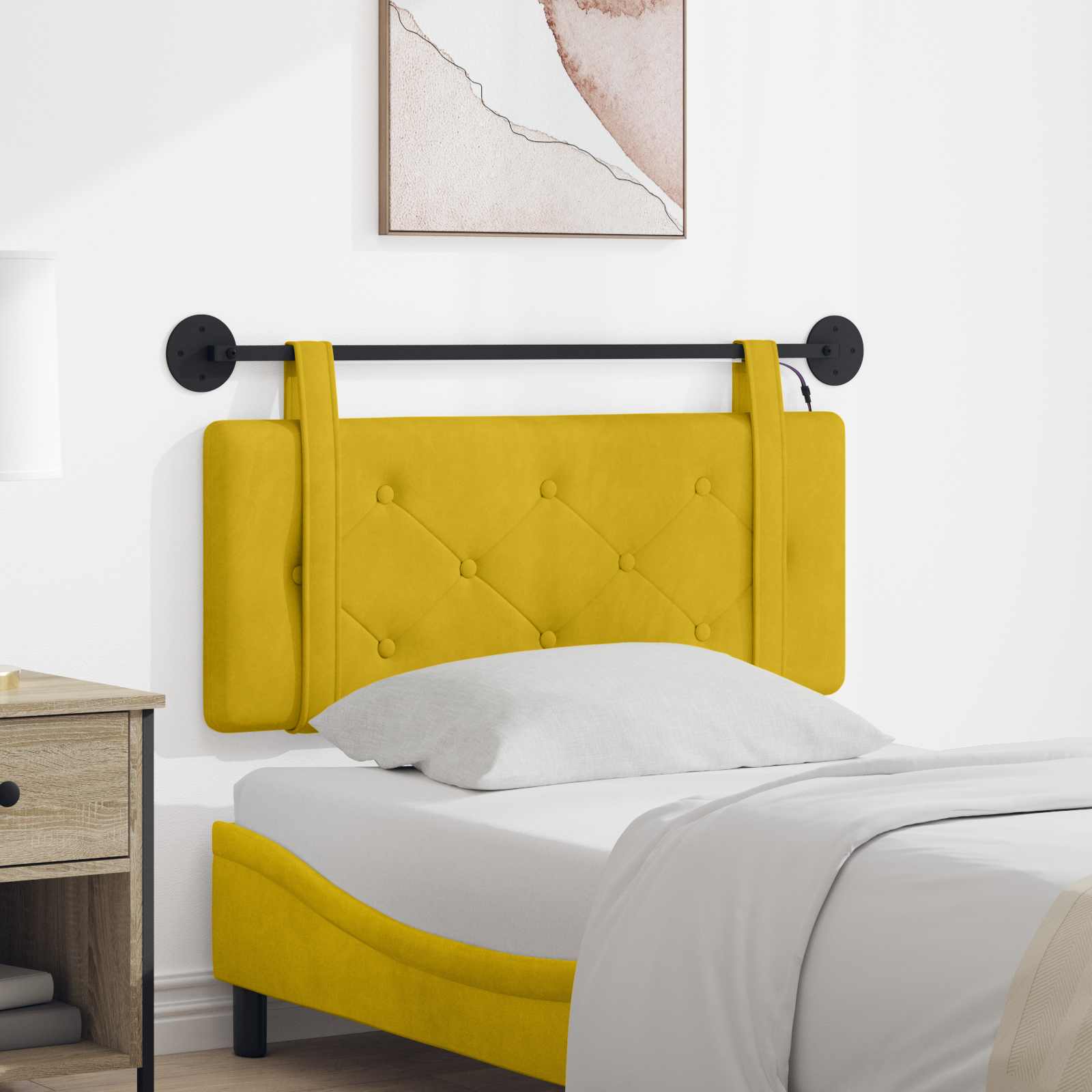 Tête de lit suspendue Avec lumière LED Jaune Velours - XIOS