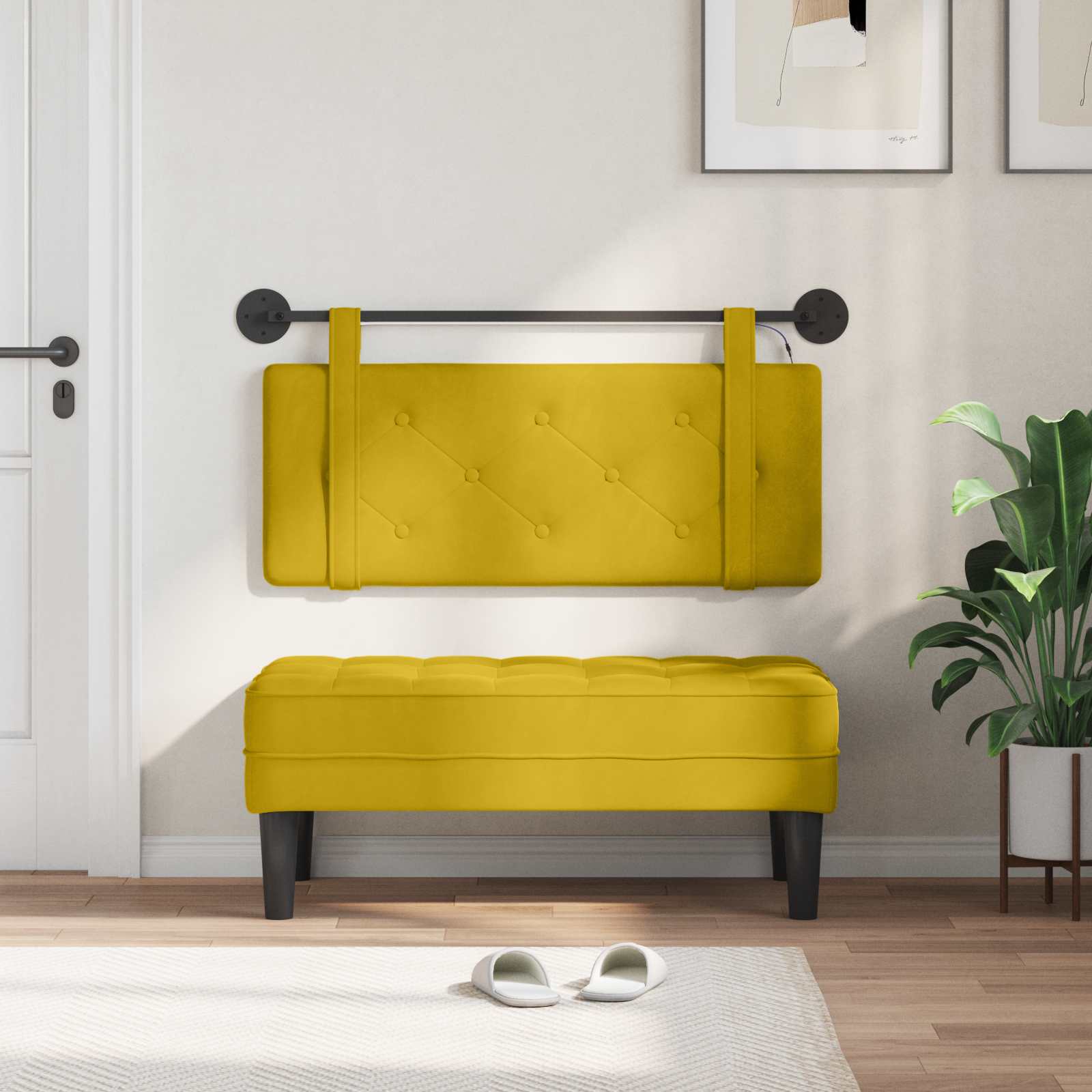 Tête de lit suspendue Avec lumière LED Jaune Velours - XIOS